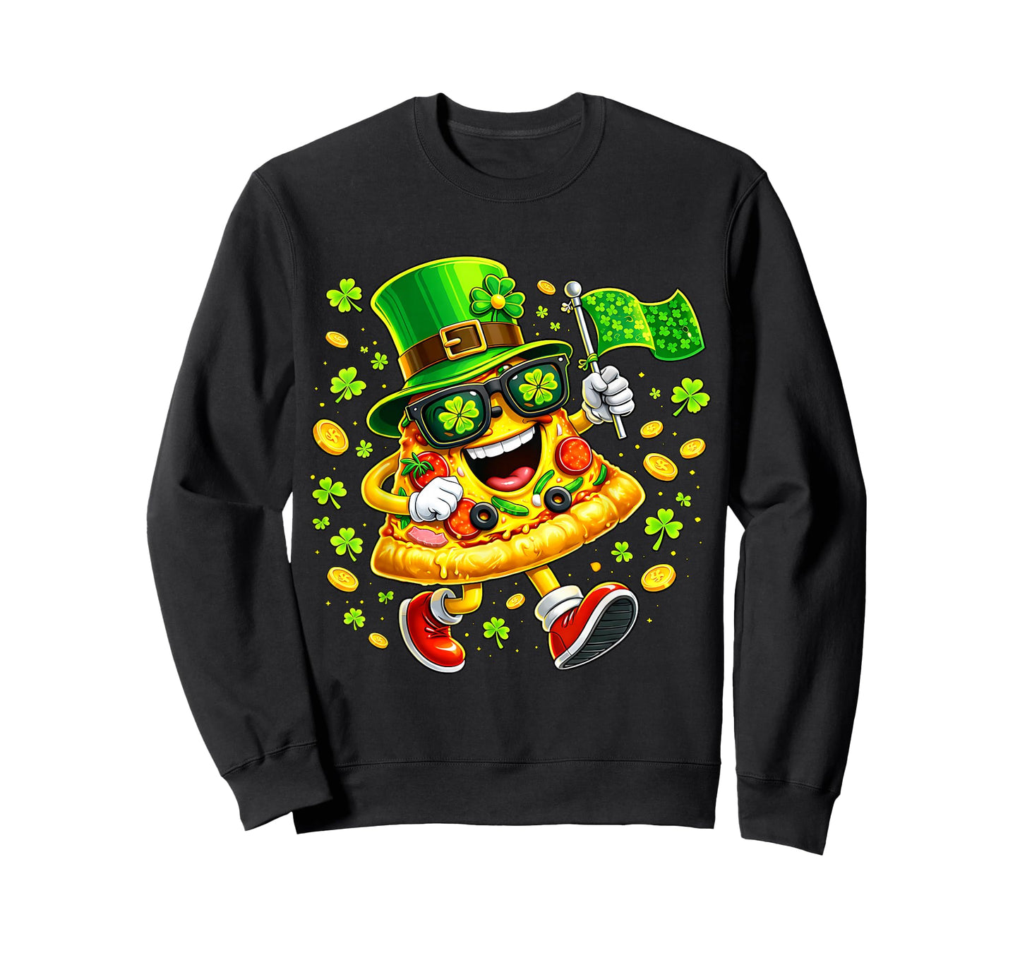 St Patrick’s Day Lucky Pizza Shamrock Leprechaun Hat Irish T-Shirt