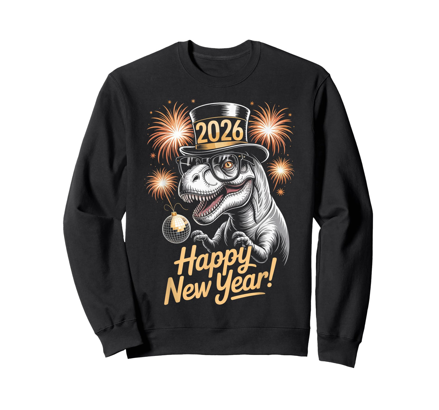 Happy New Year 2026 Dinosaur Funny T-Rex Tee for Kids Teens T-Shirt