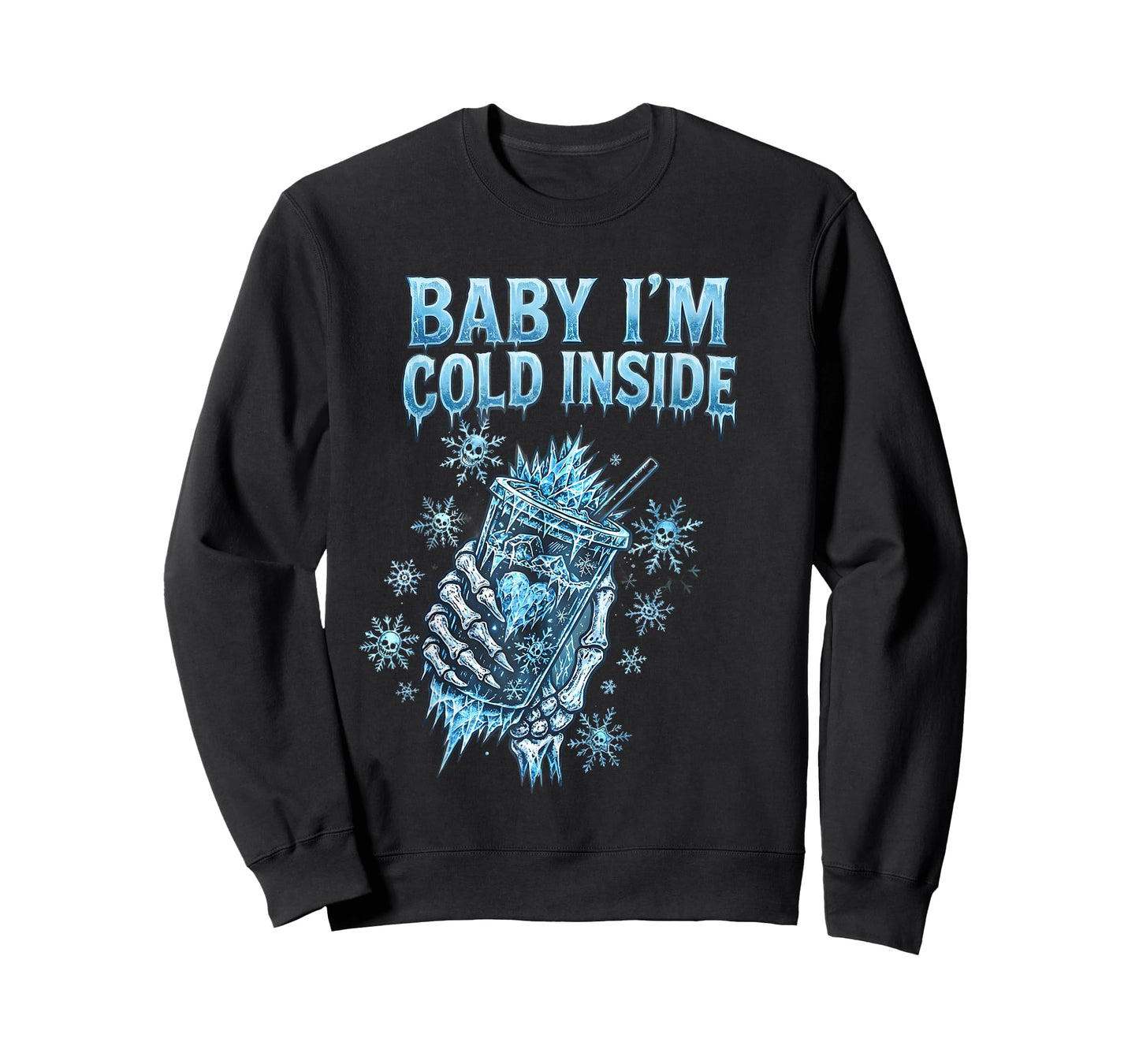 Baby I'm Cold Inside Iced Coffee Heart Skeleton Christmas T-Shirt