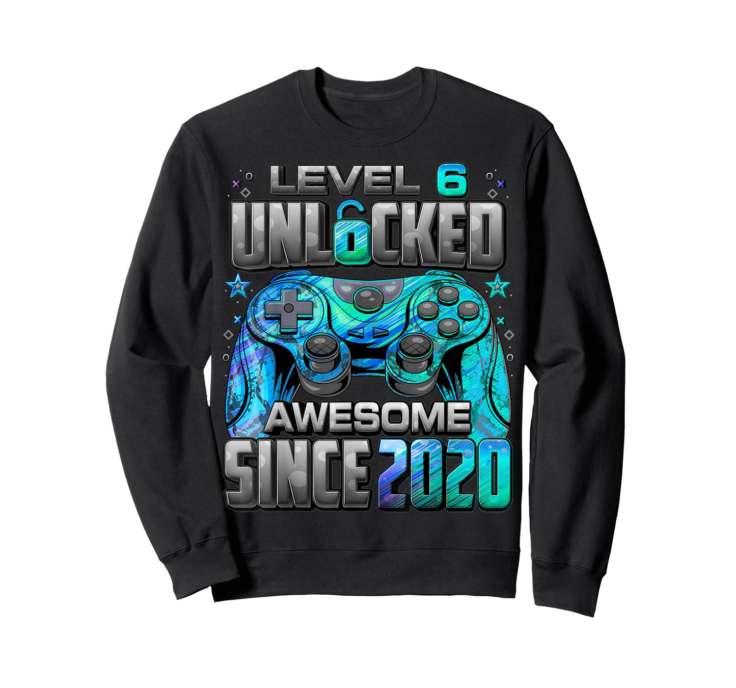 Level 6 Unlocked Awesome Since 2020 6th Birthday Gaming T-Shirt
