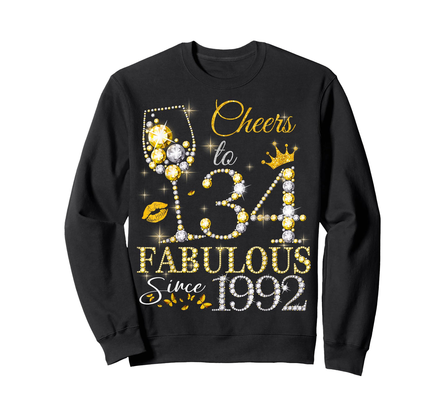 Cheers to 34 Fabulous Since 1992 34th Birthday Women Girls T-Shirt