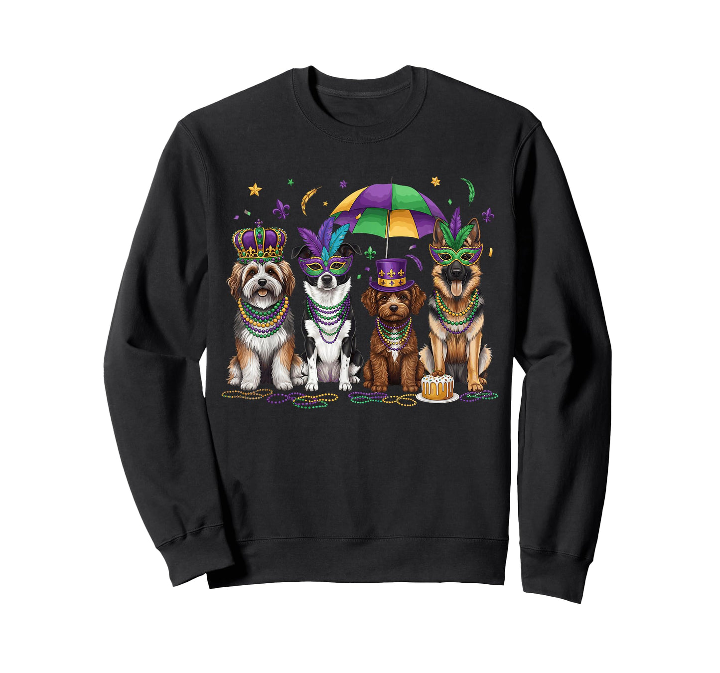 Festive Mardi Gras Dog Design T-Shirt