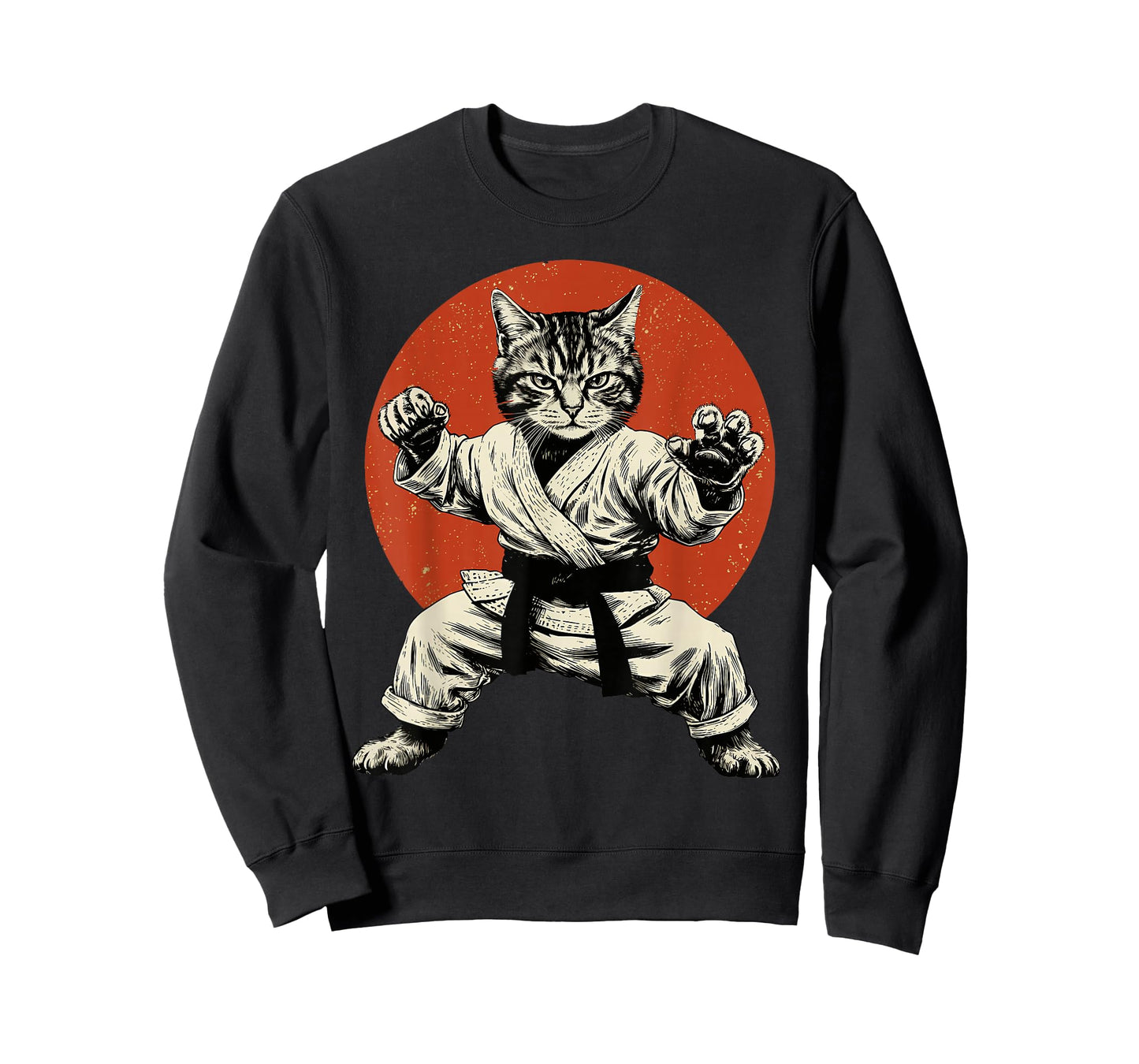 Martial Arts Cat Karate Judo Japanese Flag Funny Japan Anime T-Shirt