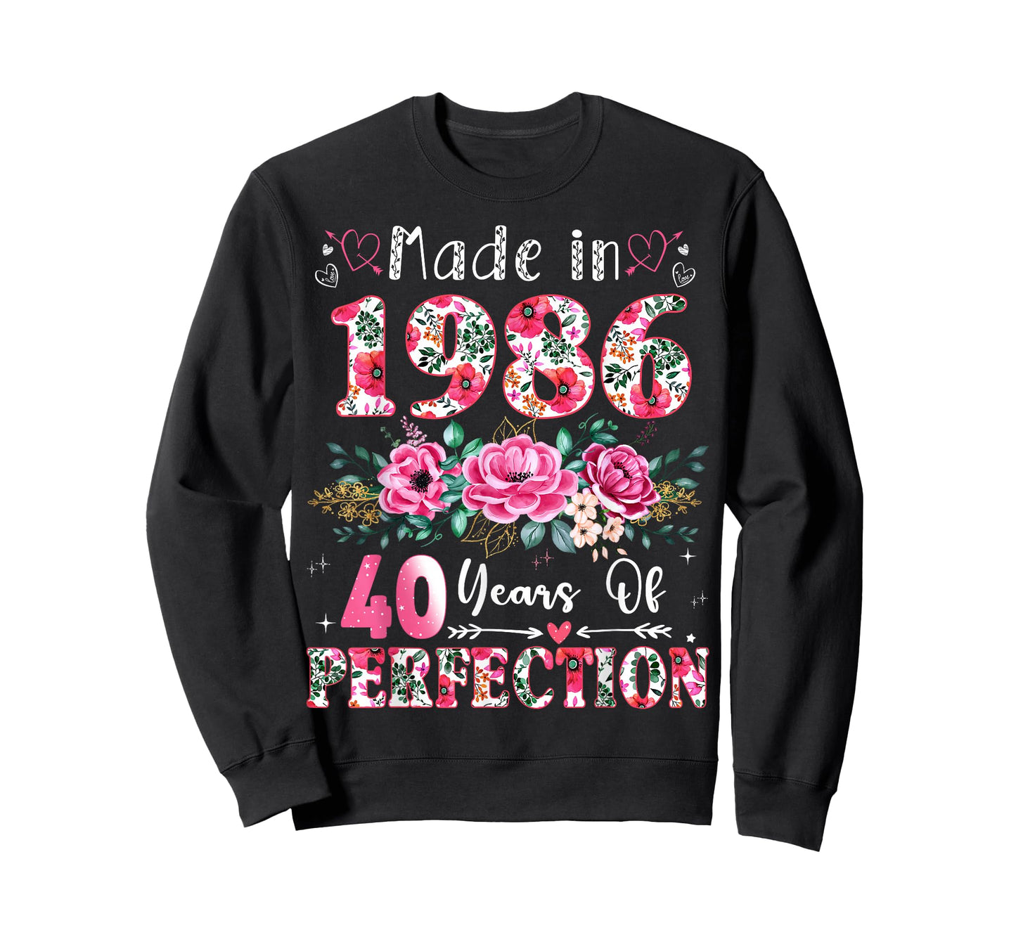 40 Year Old Made in 1986 Floral 40th Birthday Women T-Shirt
