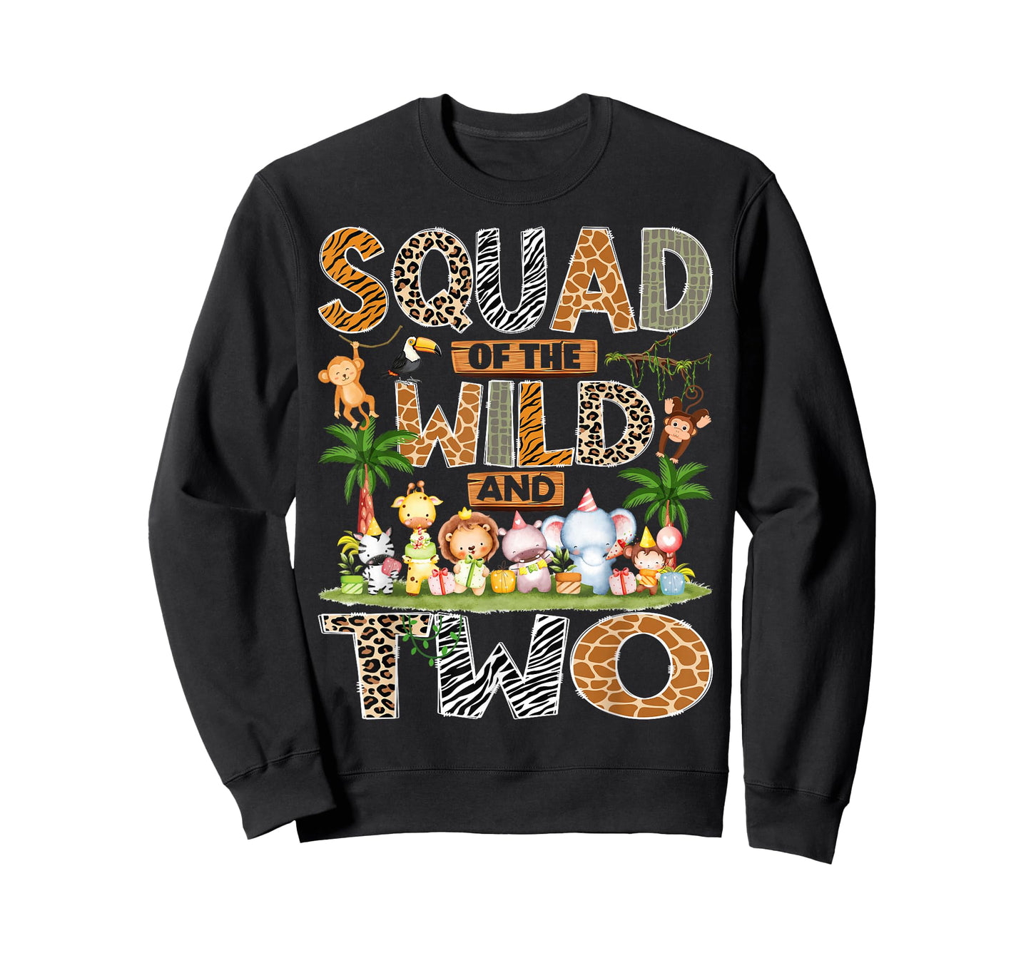 Squad of The Wild & Two 2nd Birthday Boy Safari Jungle T-Shirt