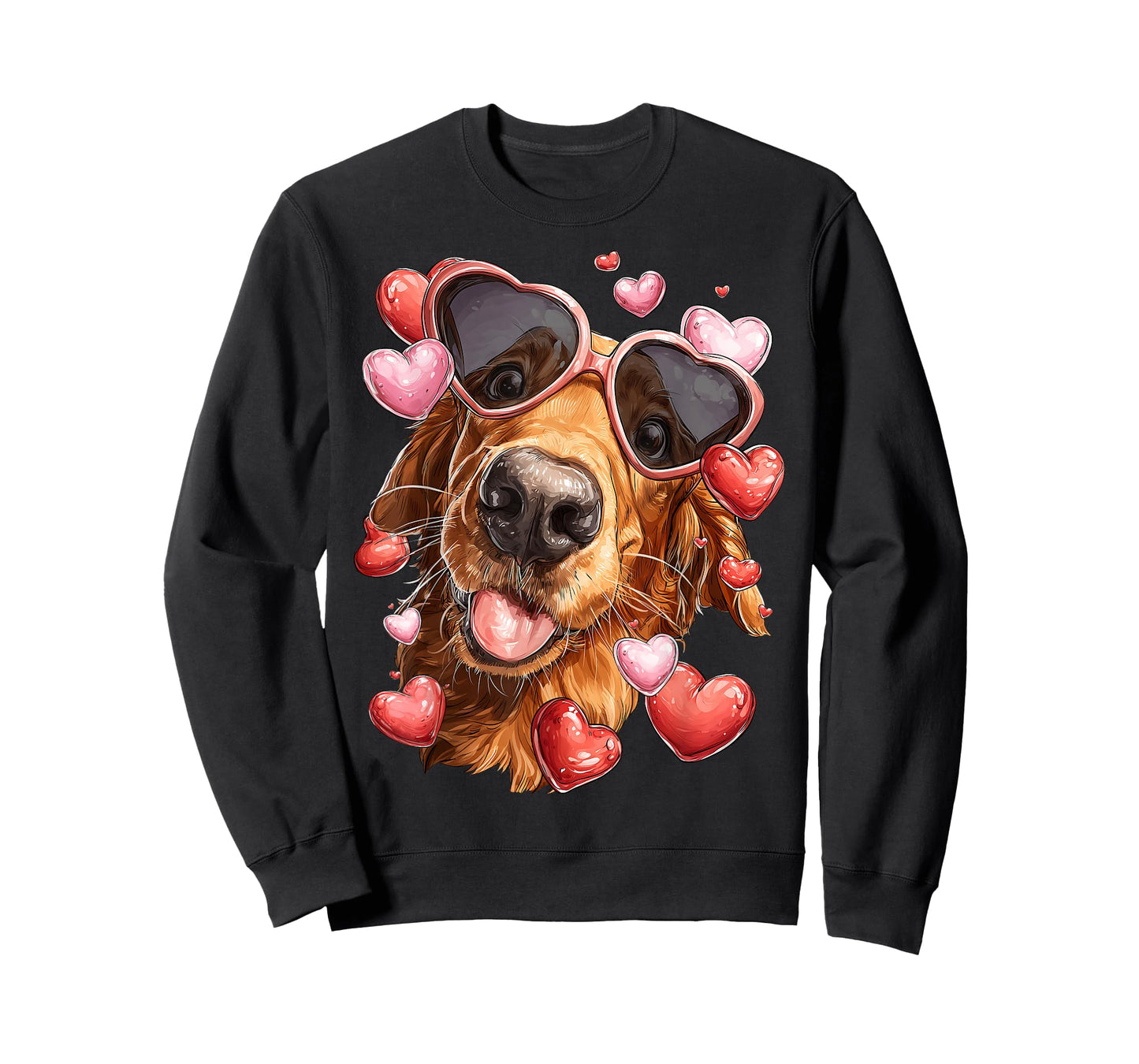Golden Retriever Dog Valentine's Day Heart Sunglasses T-Shirt