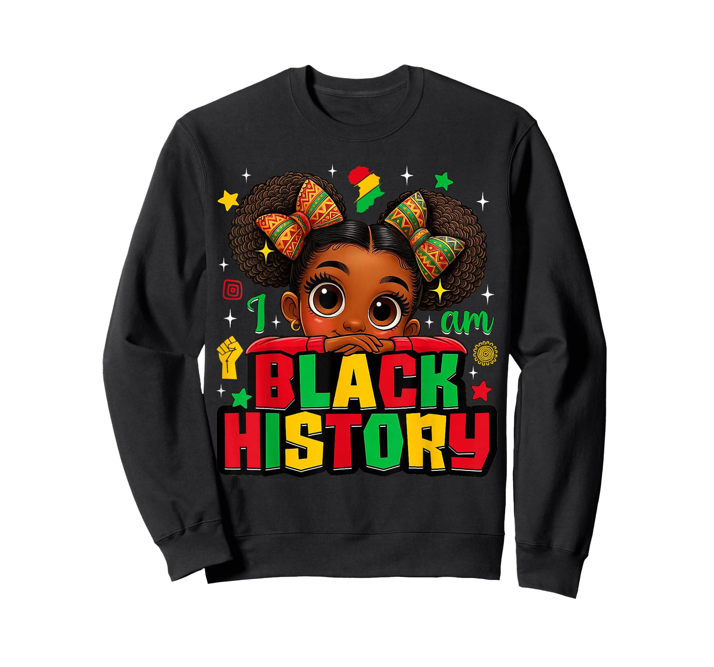 I Am Black History Afro Girl Little Melanin Princess Kids T-Shirt