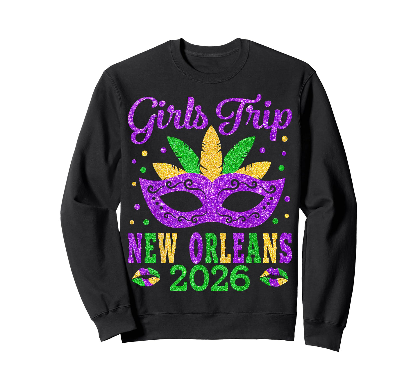 Retro Girls Trip New Orleans 2026 Mask Mardi Gras Festival T-Shirt