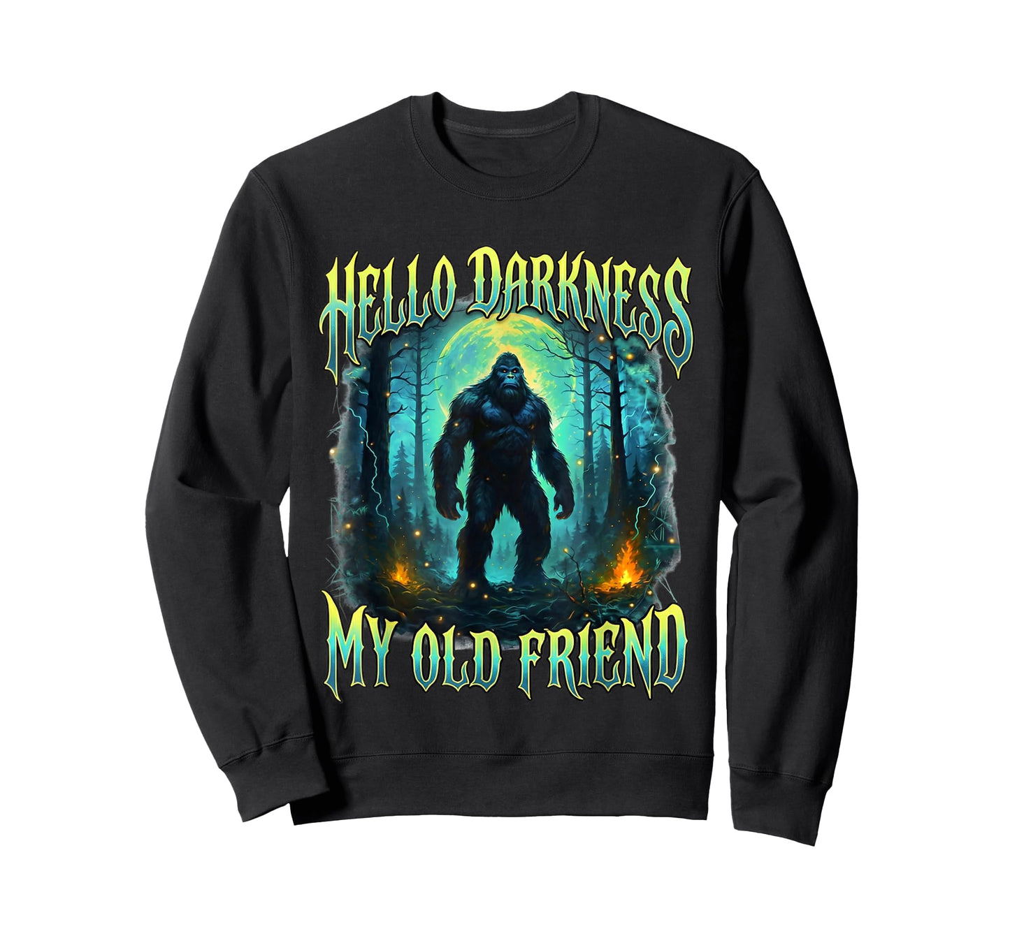 Hello Darkness My Old Friend Funny Sasquatch Bigfo T-Shirt