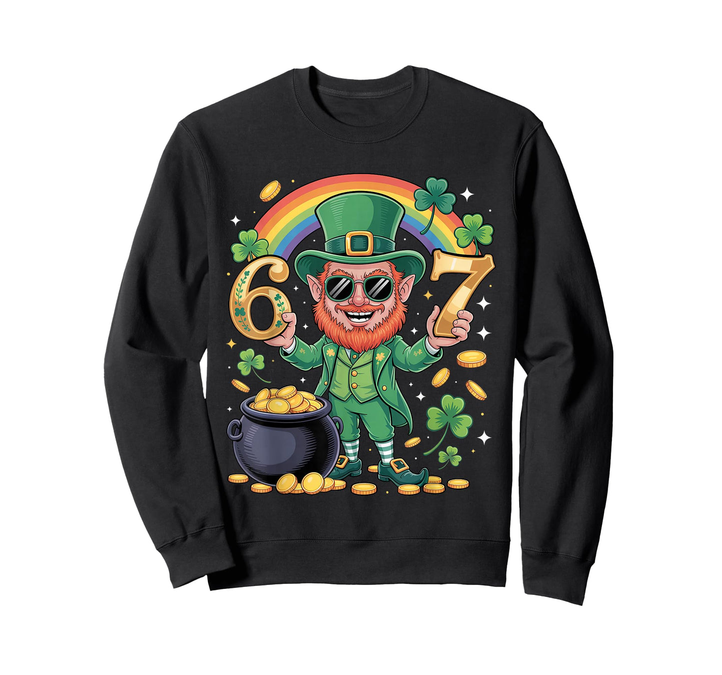 67 Six Seven Funny 6 7 Meme St Patricks Day Leprechaun 67 T-Shirt