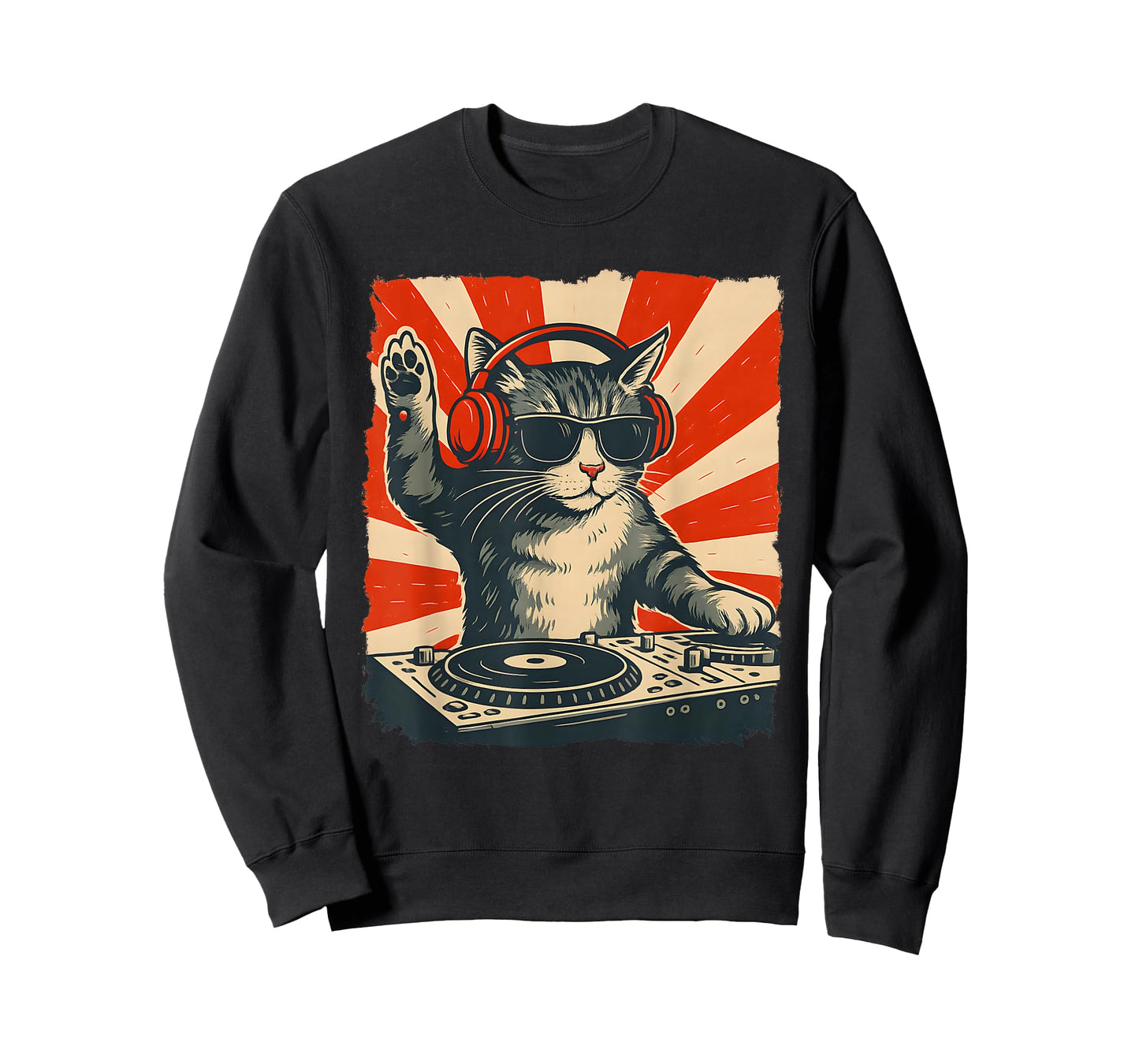 DJ Cat Funny Vintage Style Music Cat T-Shirt