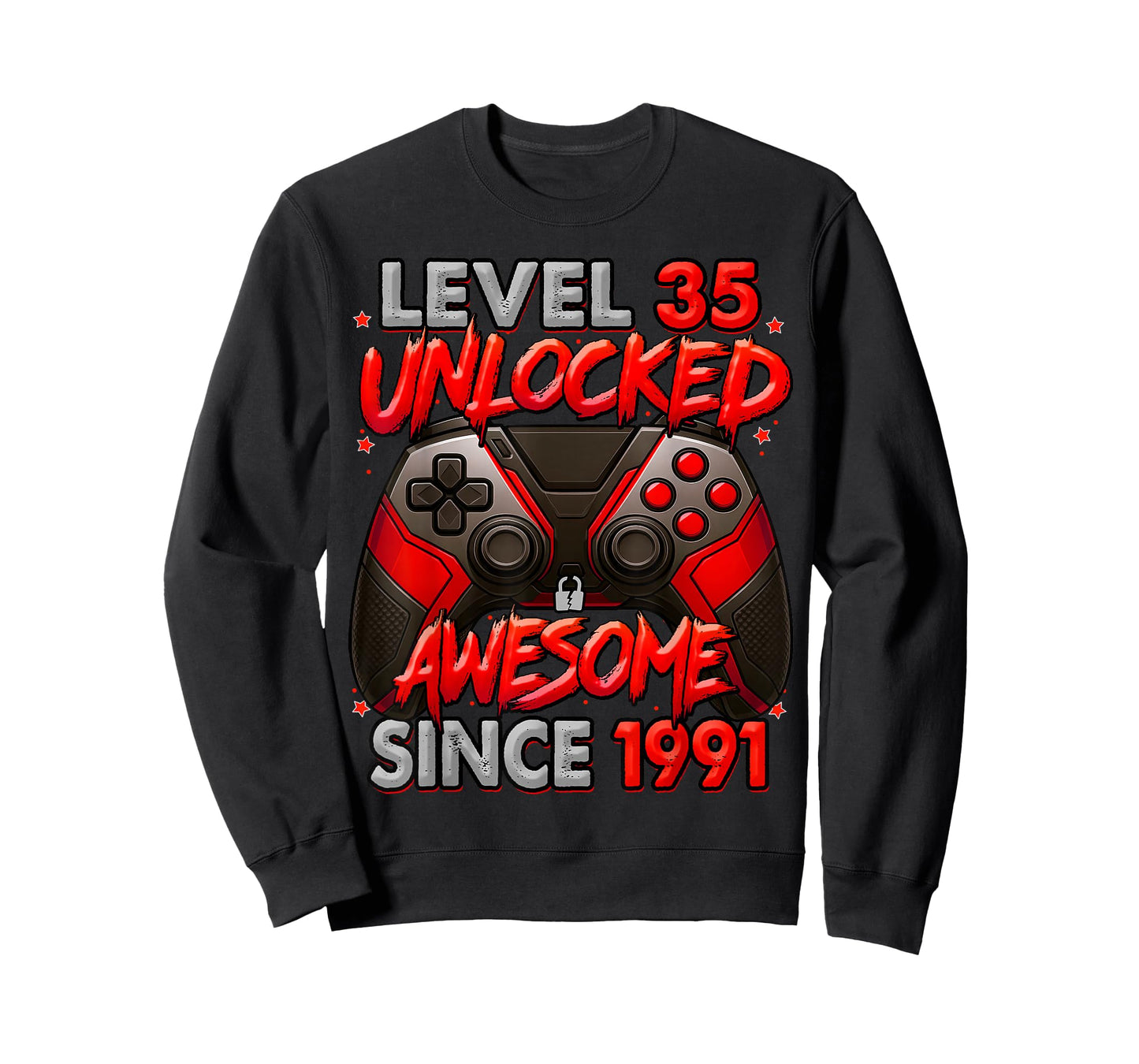 Level 35 Unlocked Awesome Since 1991 35th Birthday Gaming T-Shirt