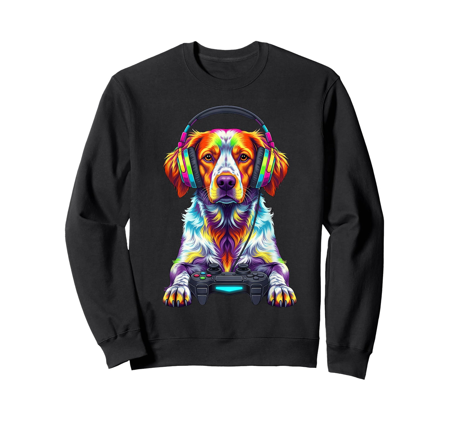 Colorful Brittany Spaniel Video Game Gamer Dog Zoo Design T-Shirt