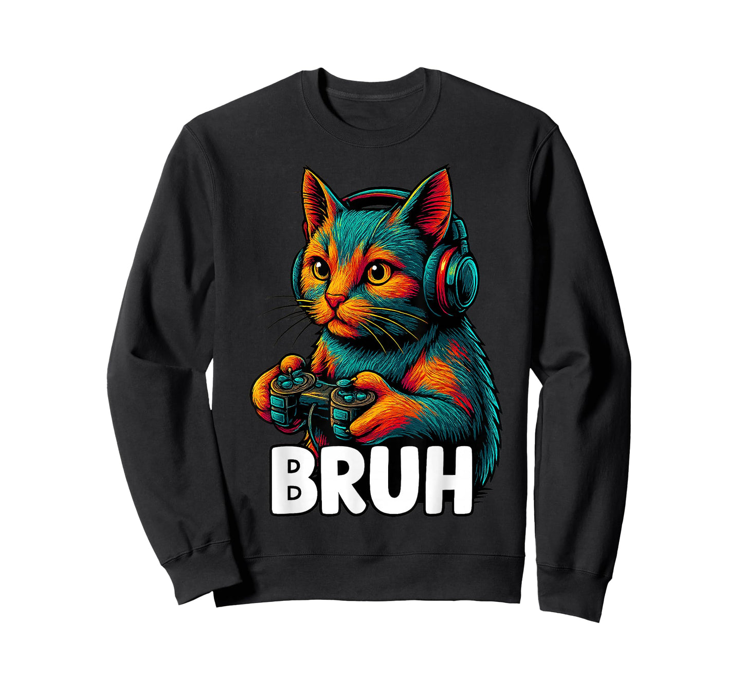 Funny Bruh Cat Gamer Video Games Gaming Gifts for Men Boys T-Shirt