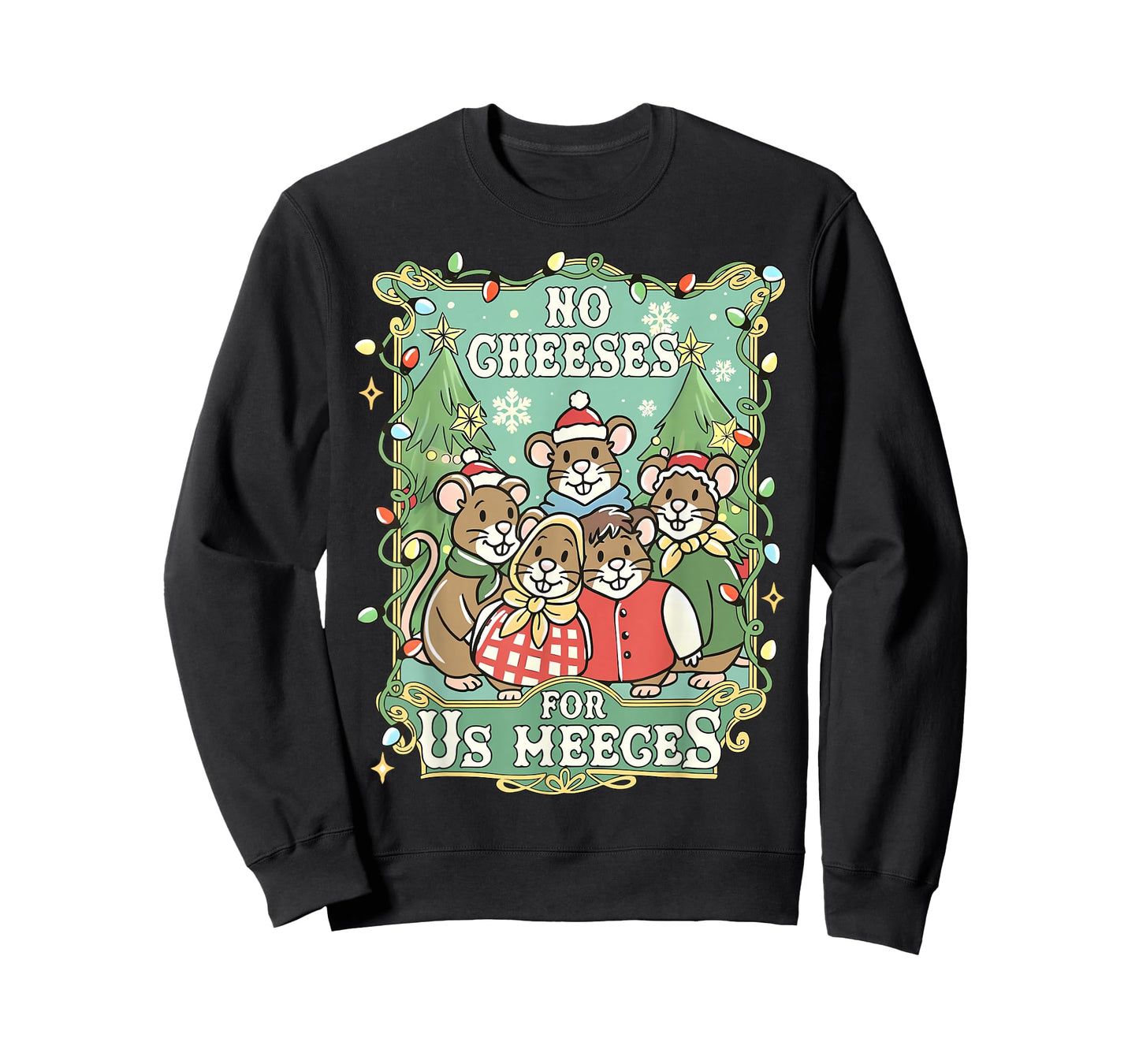No Cheeses for Us Meeces Funny Mouse Vintage Christmas T-Shirt