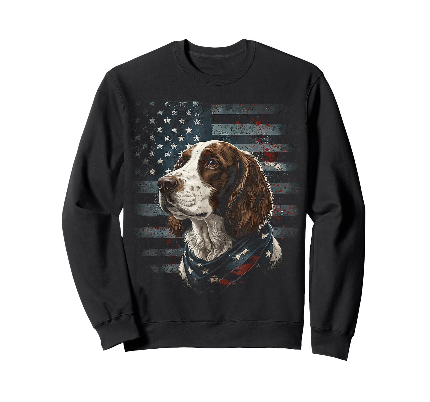Springer Spaniel Dog American Flag Patriotic Vintage USA T-Shirt