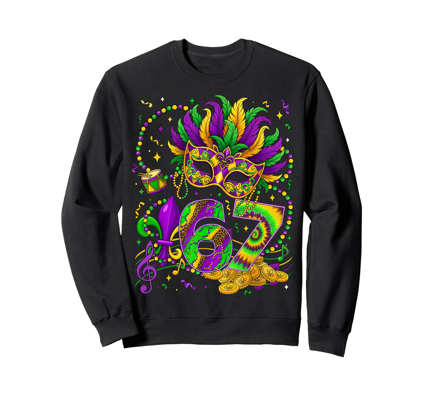 67 Mardi Gras 2026 Mask Fleur De Lis Fat Tuesday Men Women T-Shirt