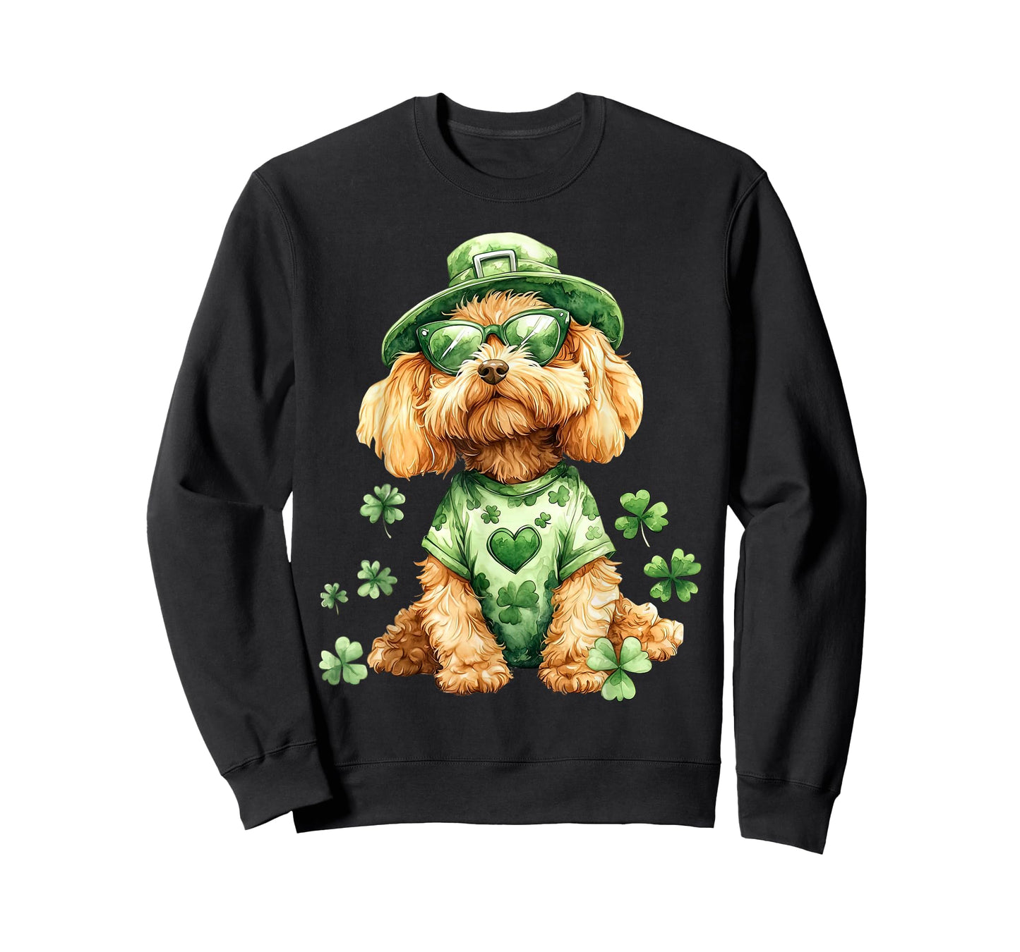 Golden Doodle Sunglasses Lucky Shamrocks St Patricks Day T-Shirt