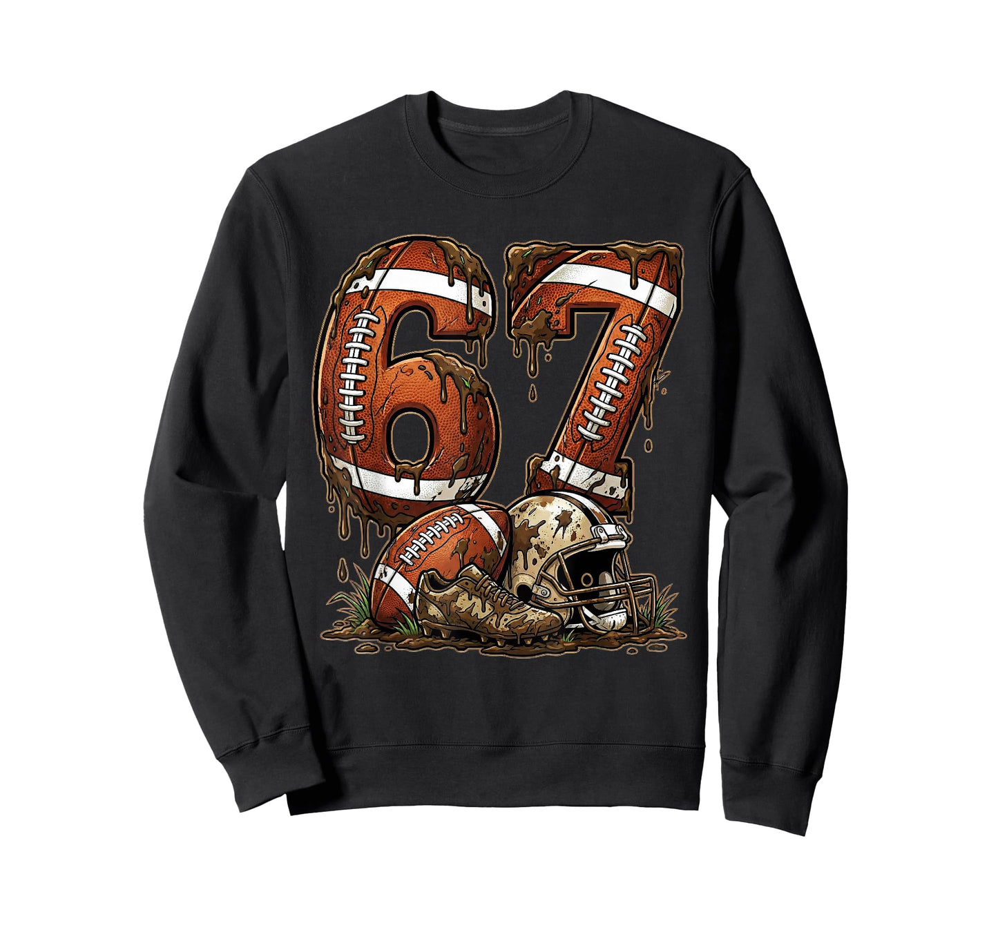 Football Six Seven Drip 67 Meme Funny 6-7 Football American T-Shirt