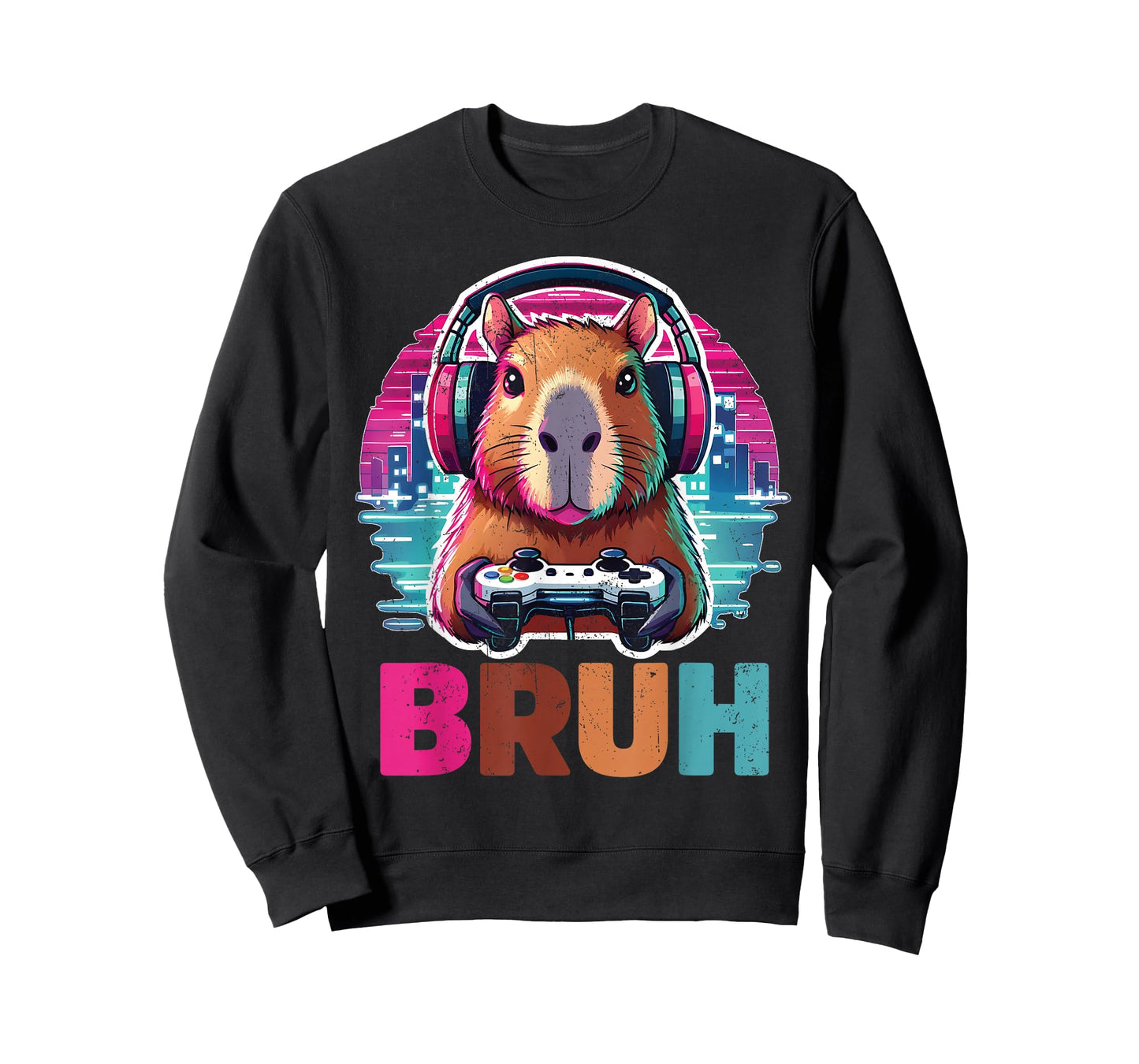 Bruh Vintage Funny Gaming Game Capybara Men Boy T-Shirt