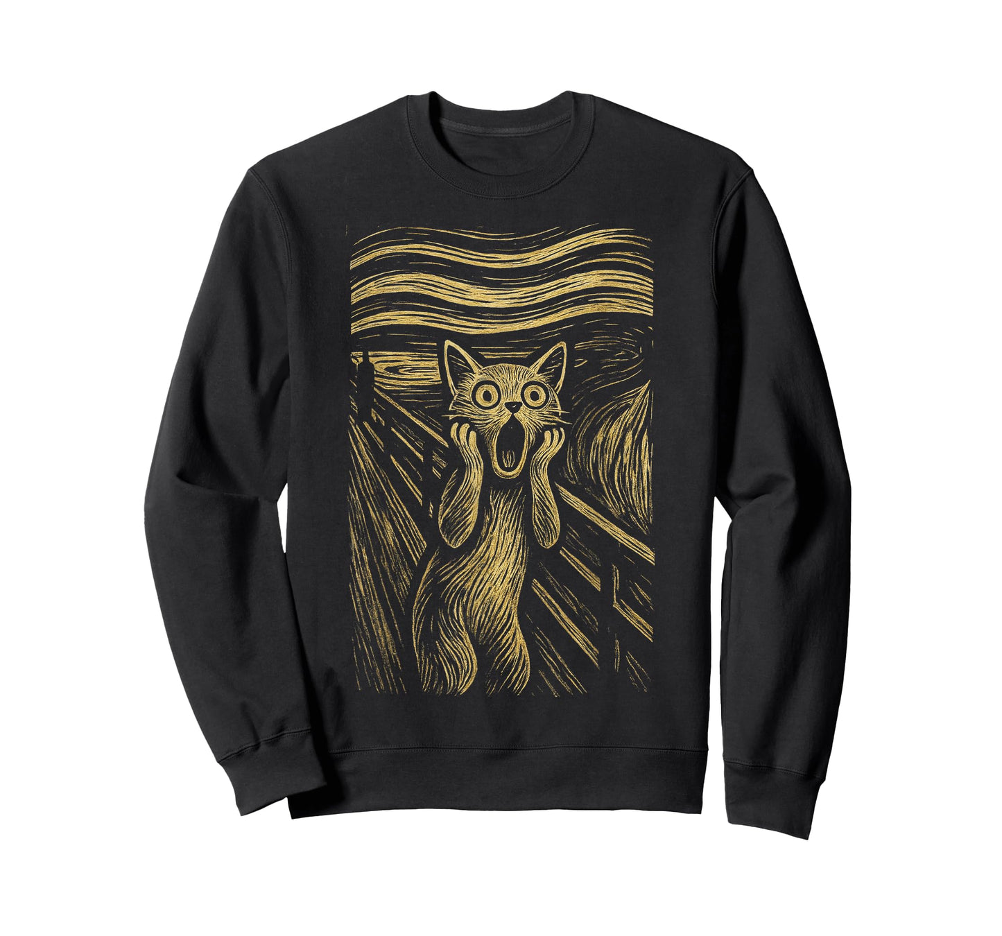 The Scream Funny Cat Grunge Painting by Munch Graphic Art T-Shirt
