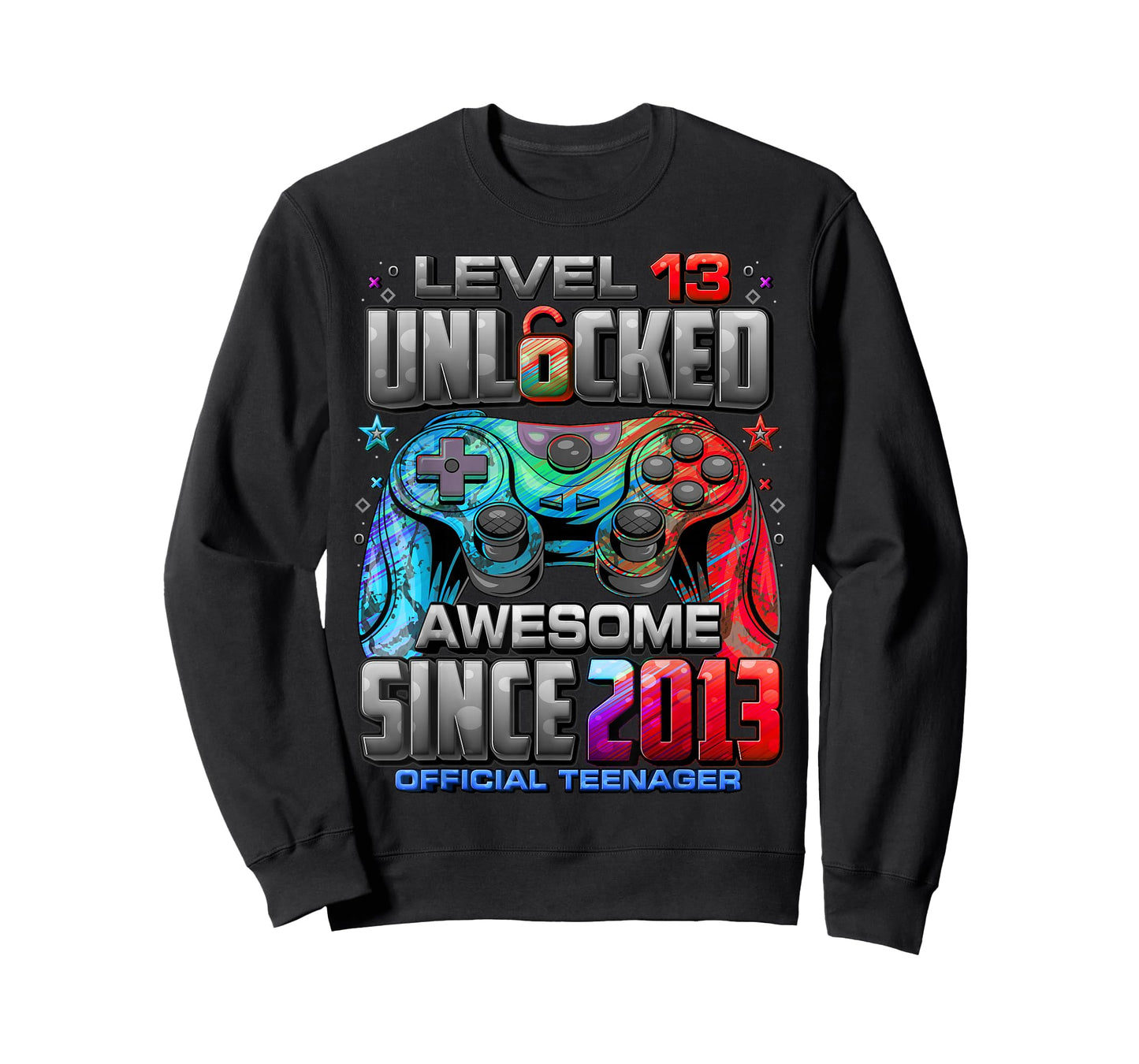Level 13 Unlocked Awesome Since 2013 13th Birthday Gaming T-Shirt