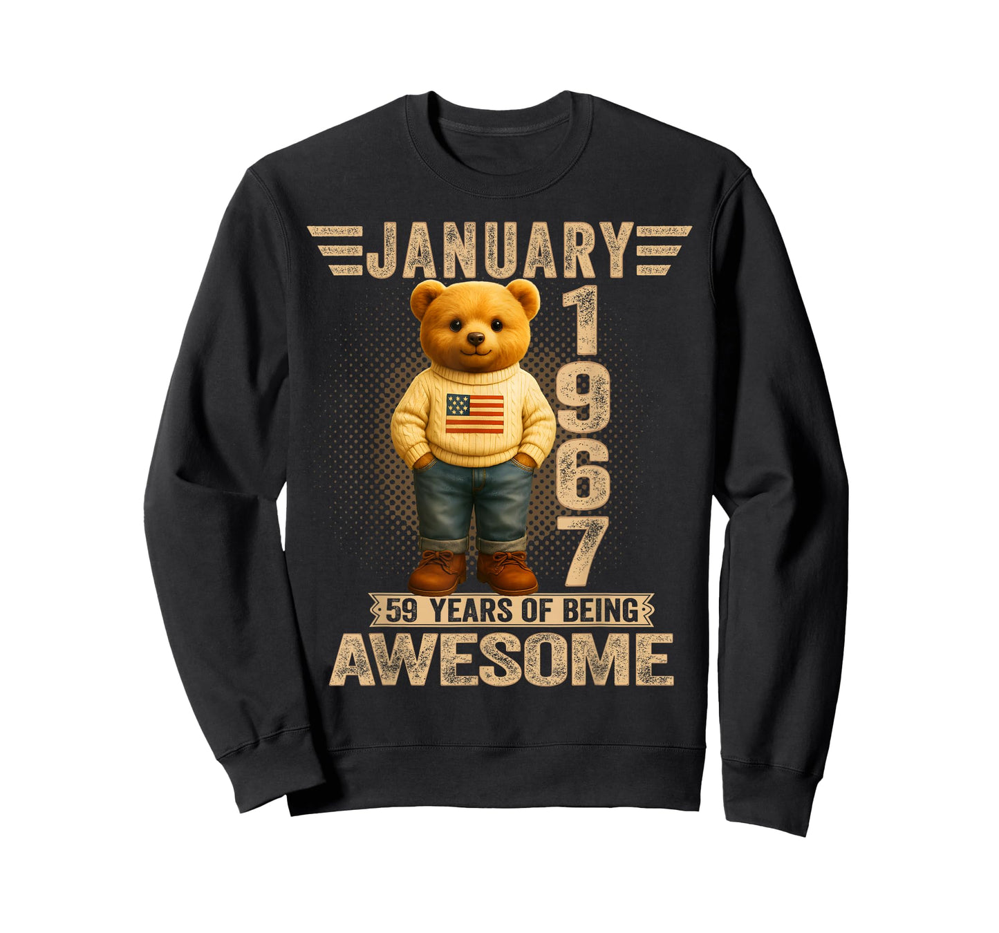 59 Year Old January 1967 Teddy Bear 59th Birthday Men Women T-Shirt