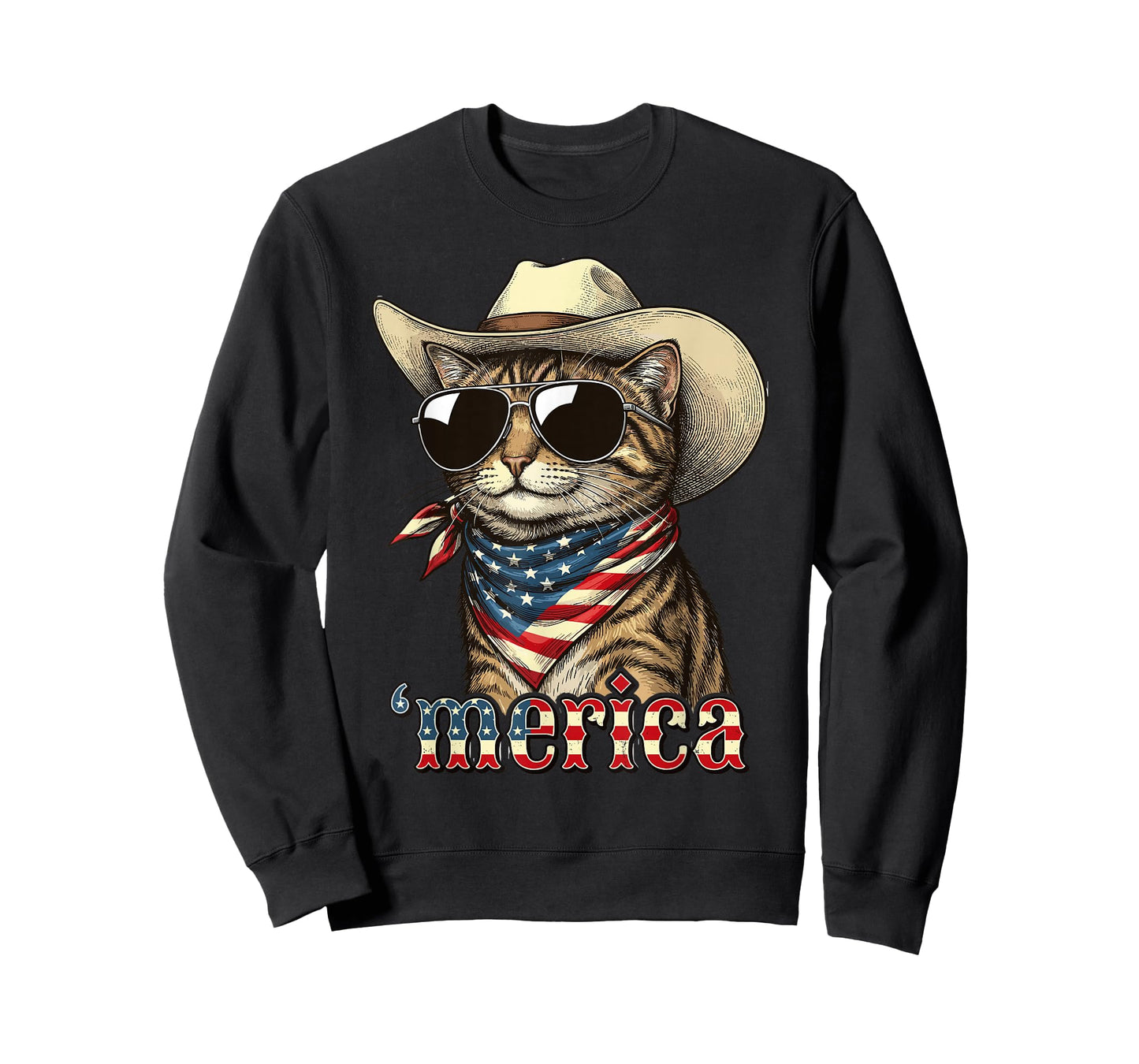 USA Flag Cat 4th of July Men Women Kids Funny Patriotic T-Shirt