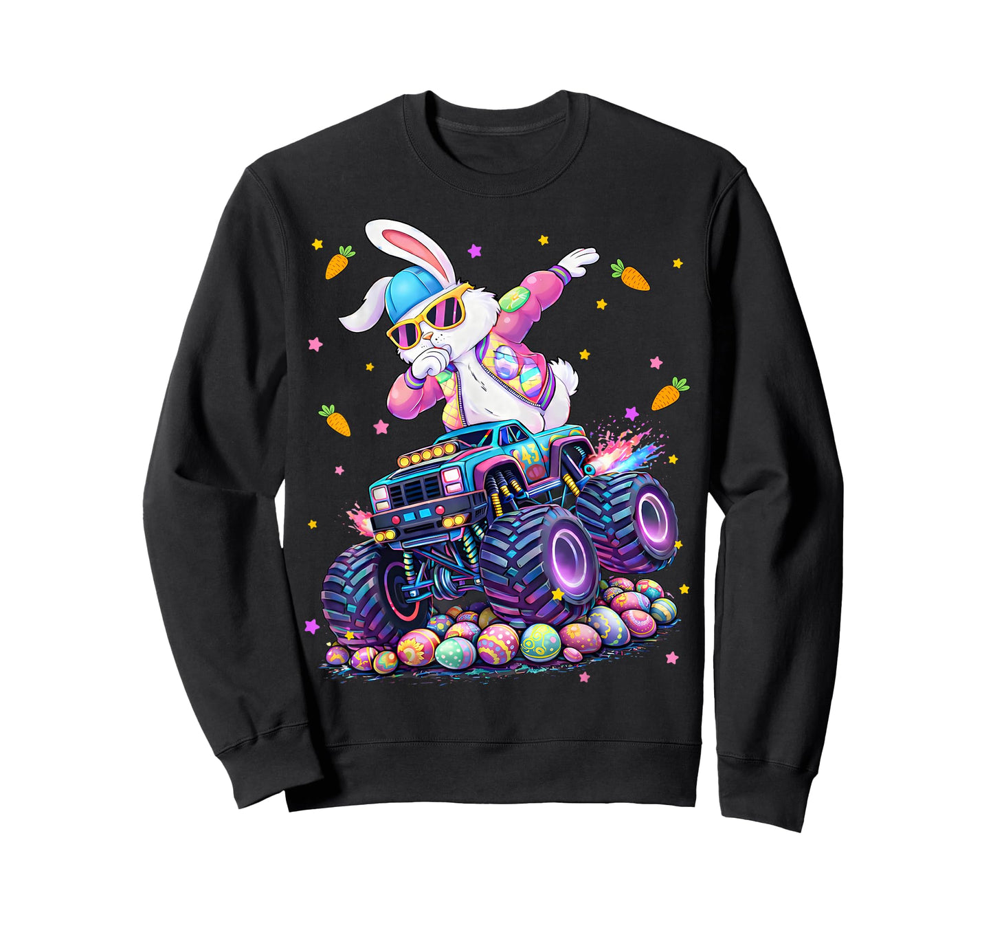 Funny Monster Truck Dabbing Rabbit Easter Bunny Men Boy T-Shirt