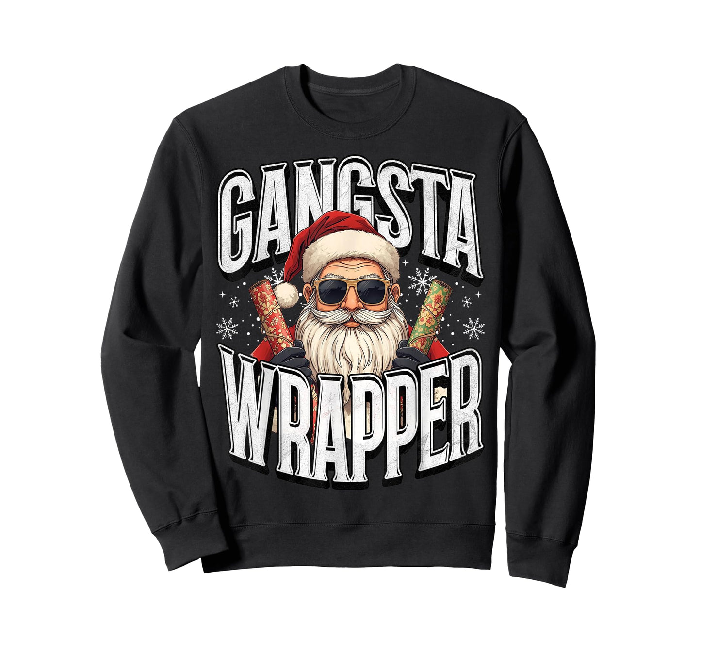 Santa Claus Gangsta Wrapper Funny Christmas Xmas T-Shirt