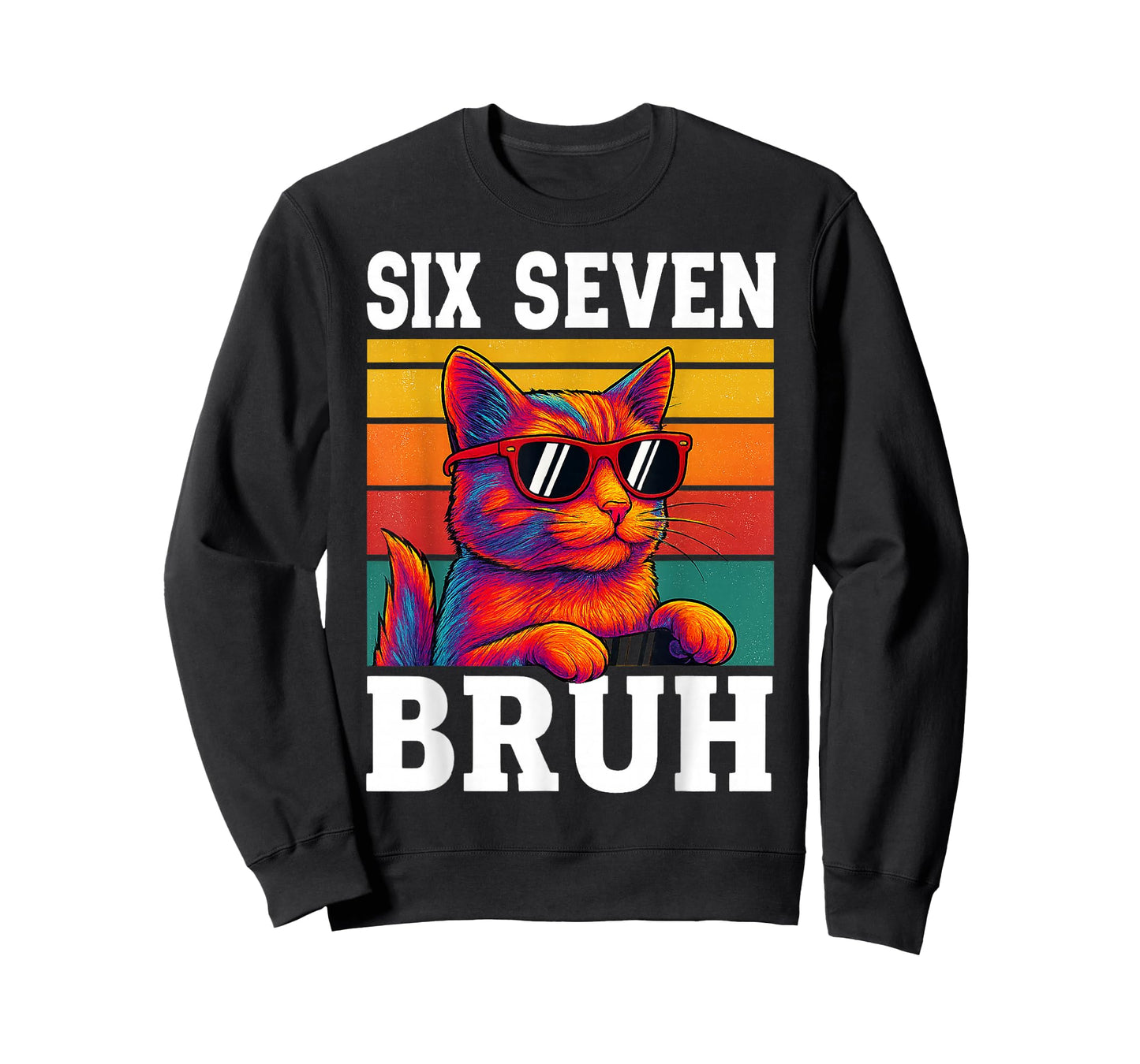 Six Seven Bruh Cat Retro Vintage Funny 67 Meme Men Women Kid T-Shirt
