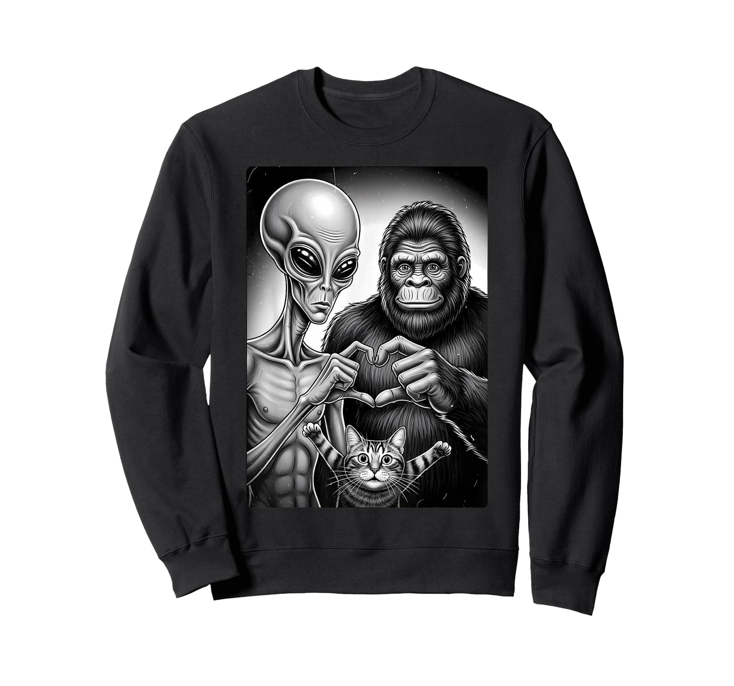 Bigfoot Alien Valentines Day UFO Love Encounter T-Shirt