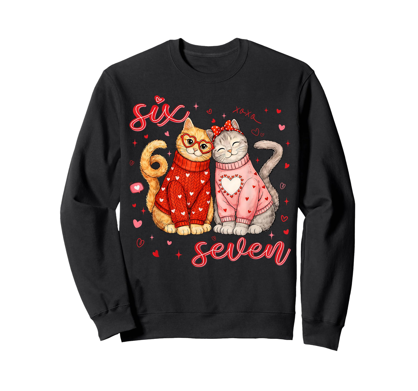 67 Six Seven 6 7 Meme Couple Valentine Funny Cat Men Women T-Shirt