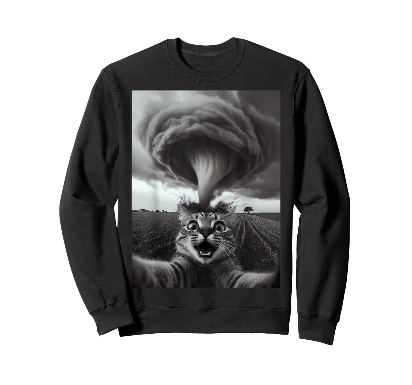 Funny Tornado Selfie Cat Meme – Cute Storm Weather Humor T-Shirt