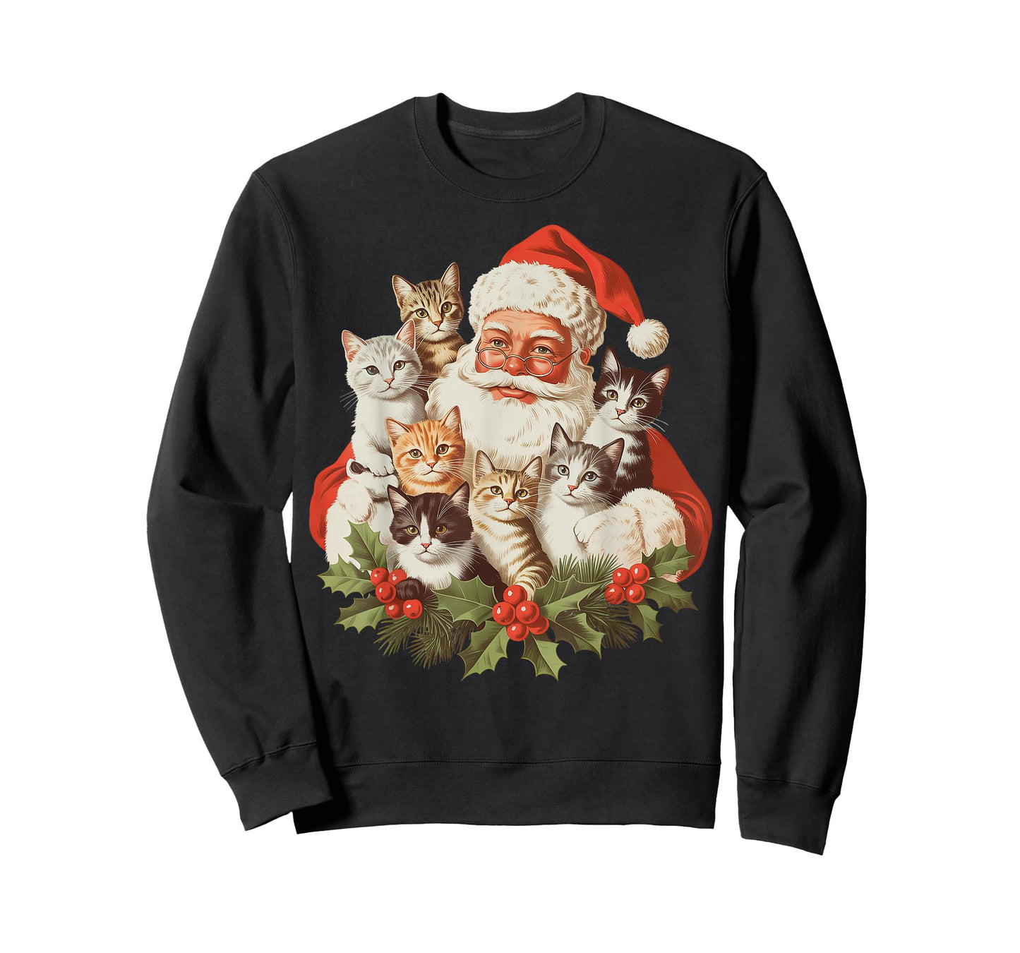 Santa Claus and Kittens Cats Christmas T-Shirt