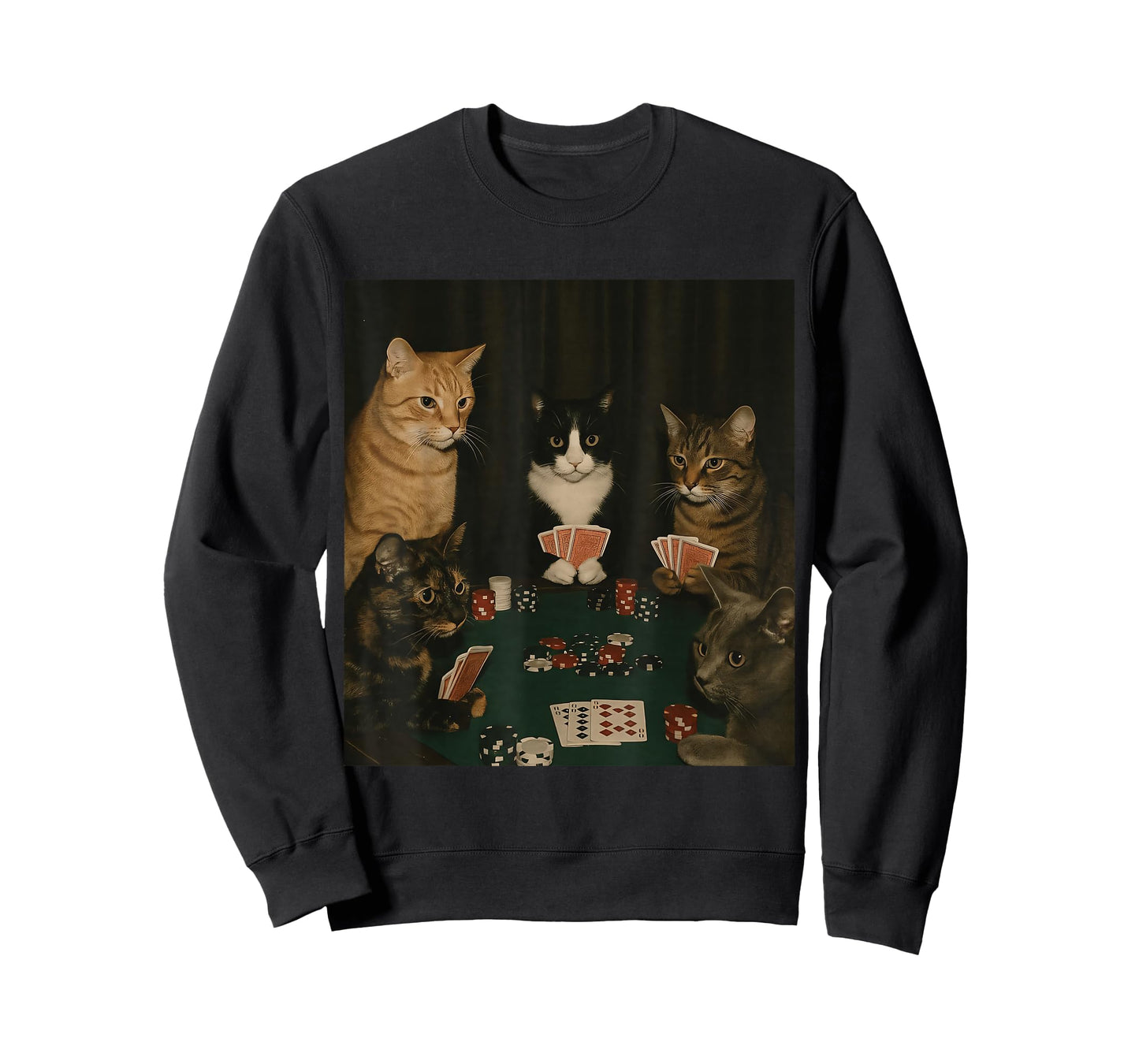 Vintage Cats Playing Poker Kitty Meme Cute Cat Lover Graphic T-Shirt