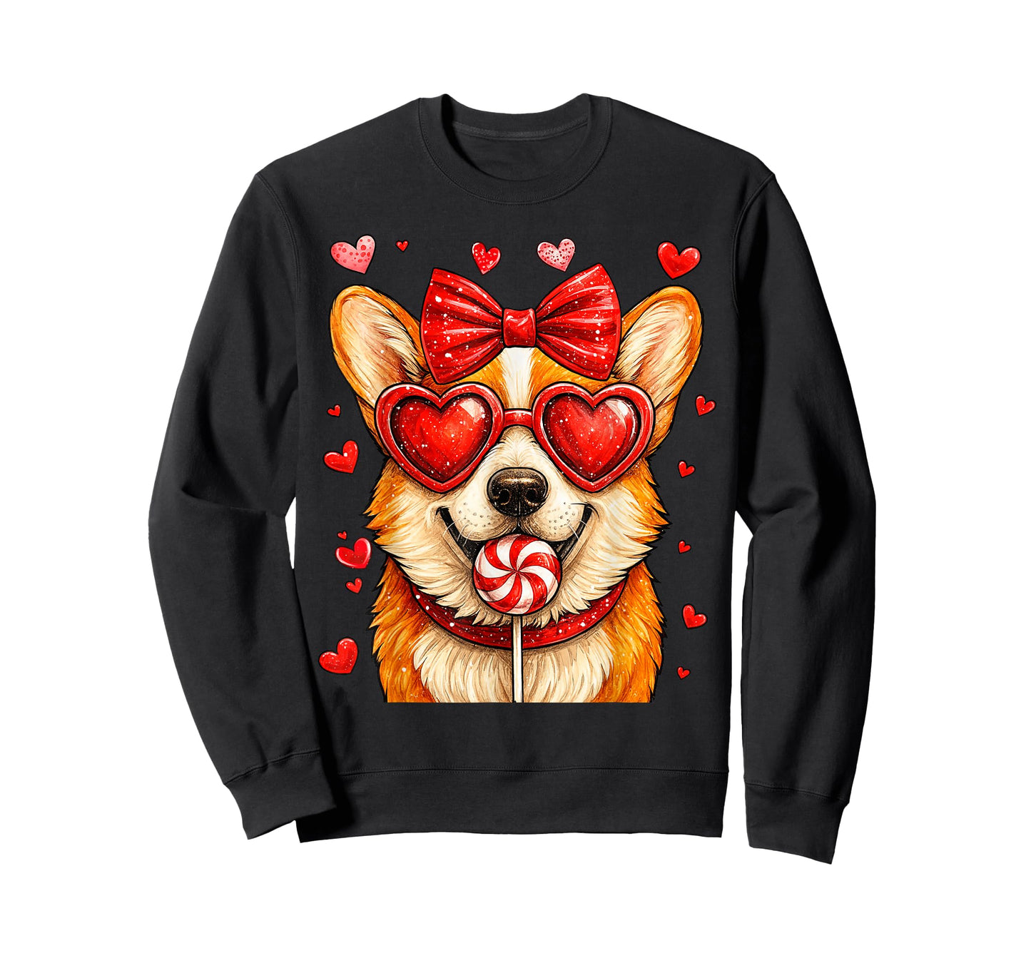 Cute Corgi Valentine Heart Candy Valentines Day Girls Kids T-Shirt