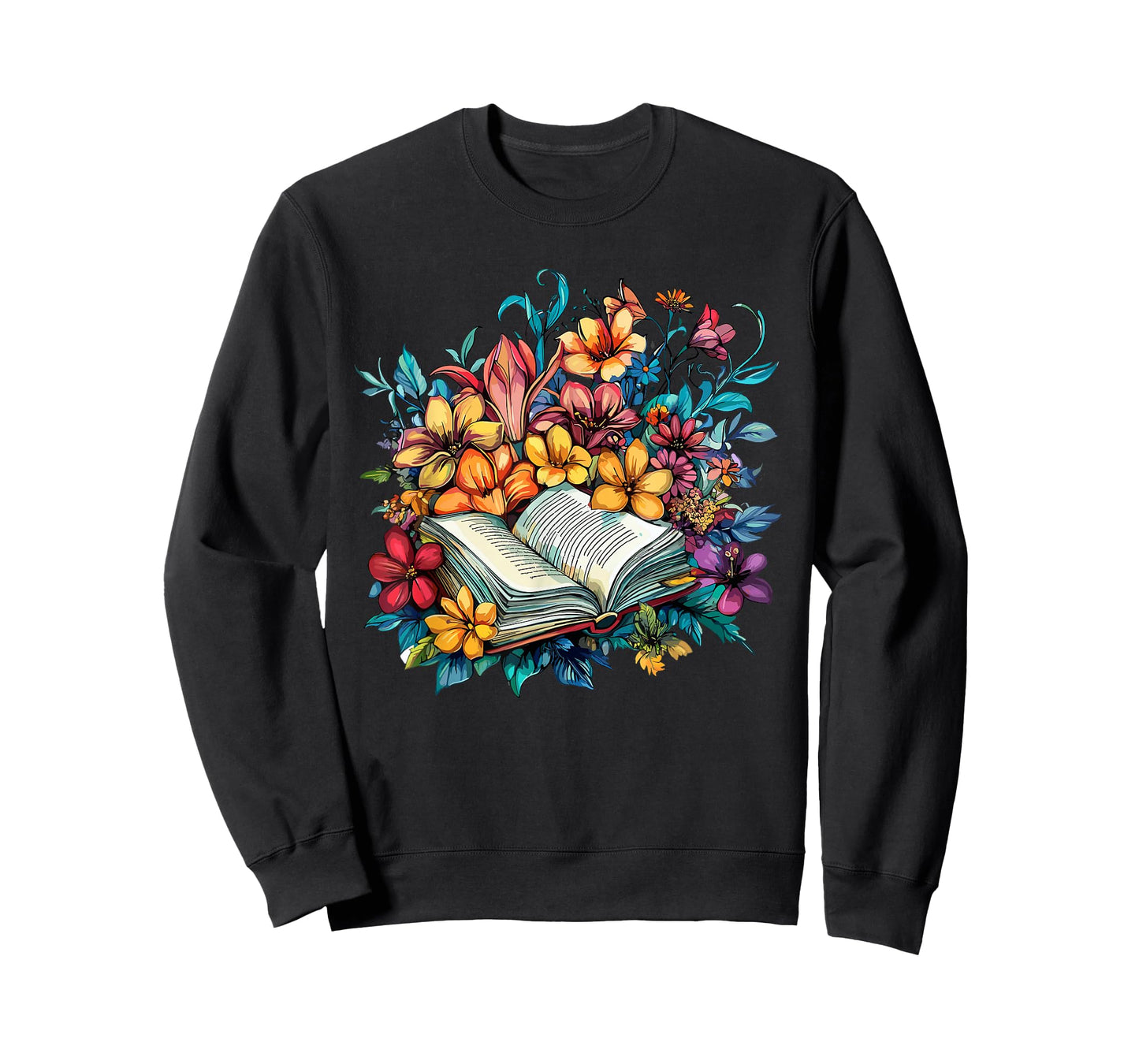 Open Book with Colorful Floral Reading Magic T-Shirt