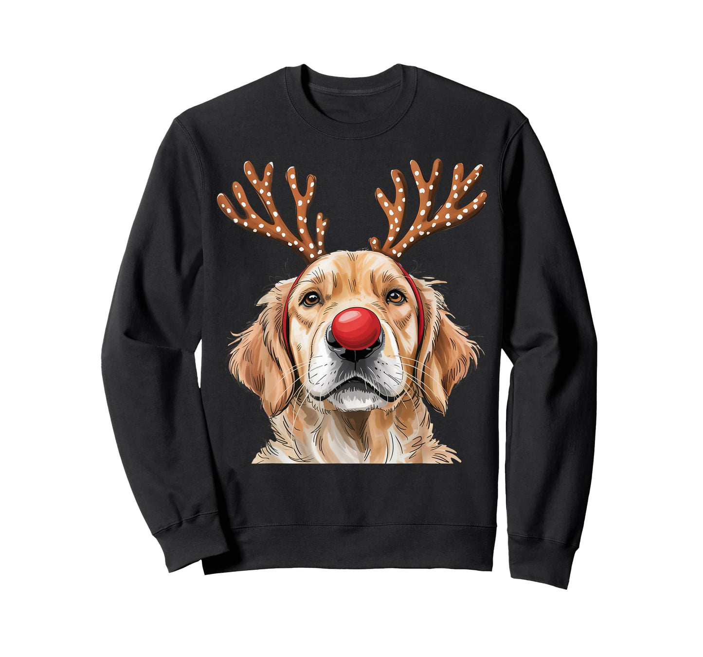 Watercolor Golden Retriever Reindeer Funny Christmas T-Shirt