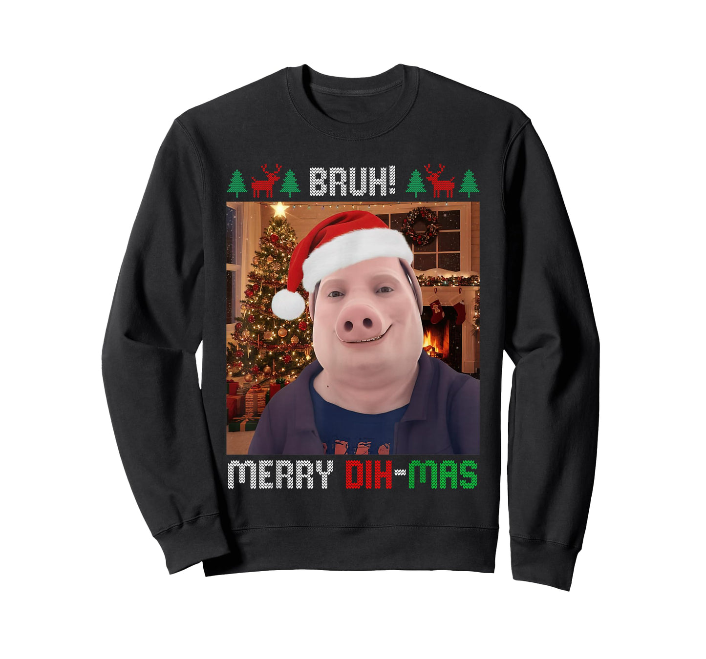 Bruh Merry Dih Mas Funny John Pork Christmas Brainrot Meme T-Shirt