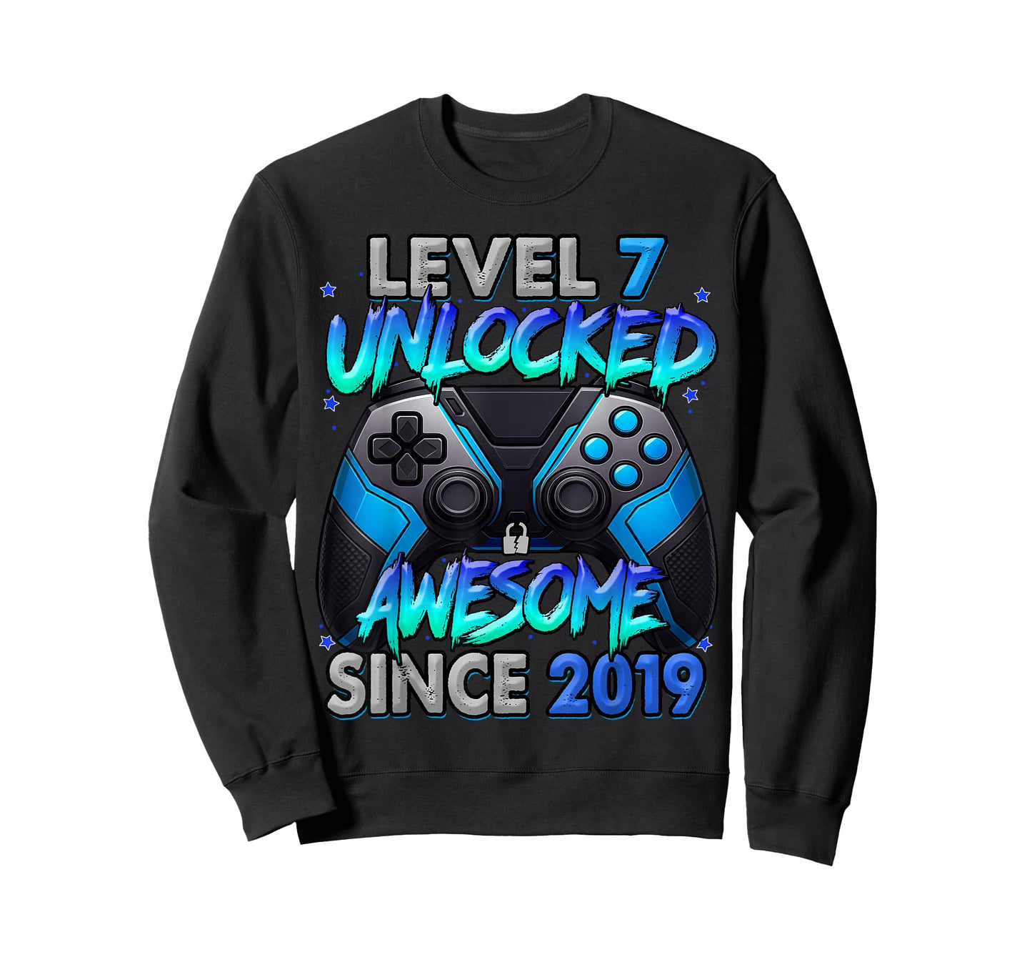 Level 7 Unlocked Awesome Since 2019 7th Birthday Gaming T-Shirt