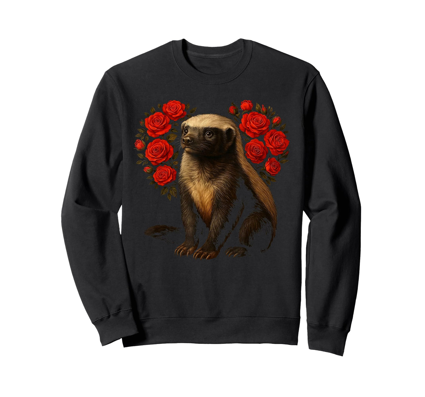 Cute Honey Badger Valentines Floral Heart Funny Cat Lovers T-Shirt