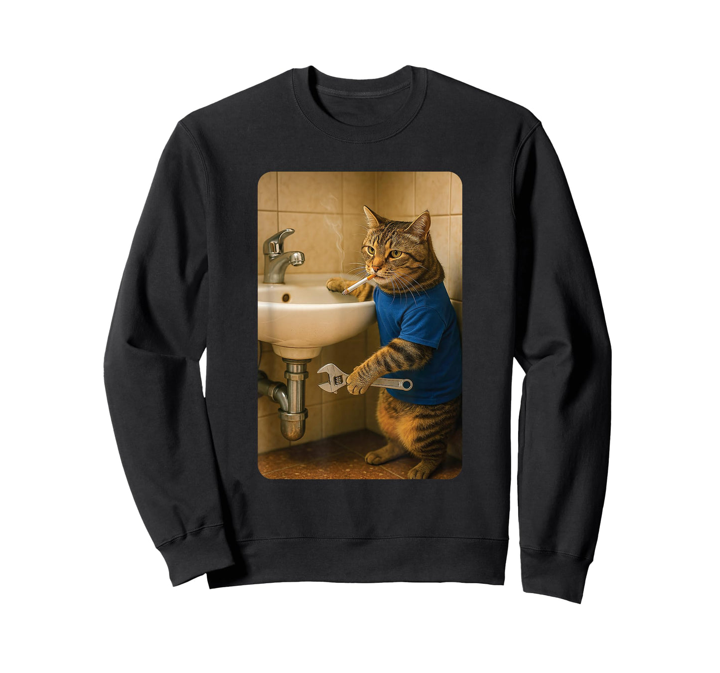 Funny Plumber Cat Meme Handyman Hilarious Cat Joke T-Shirt