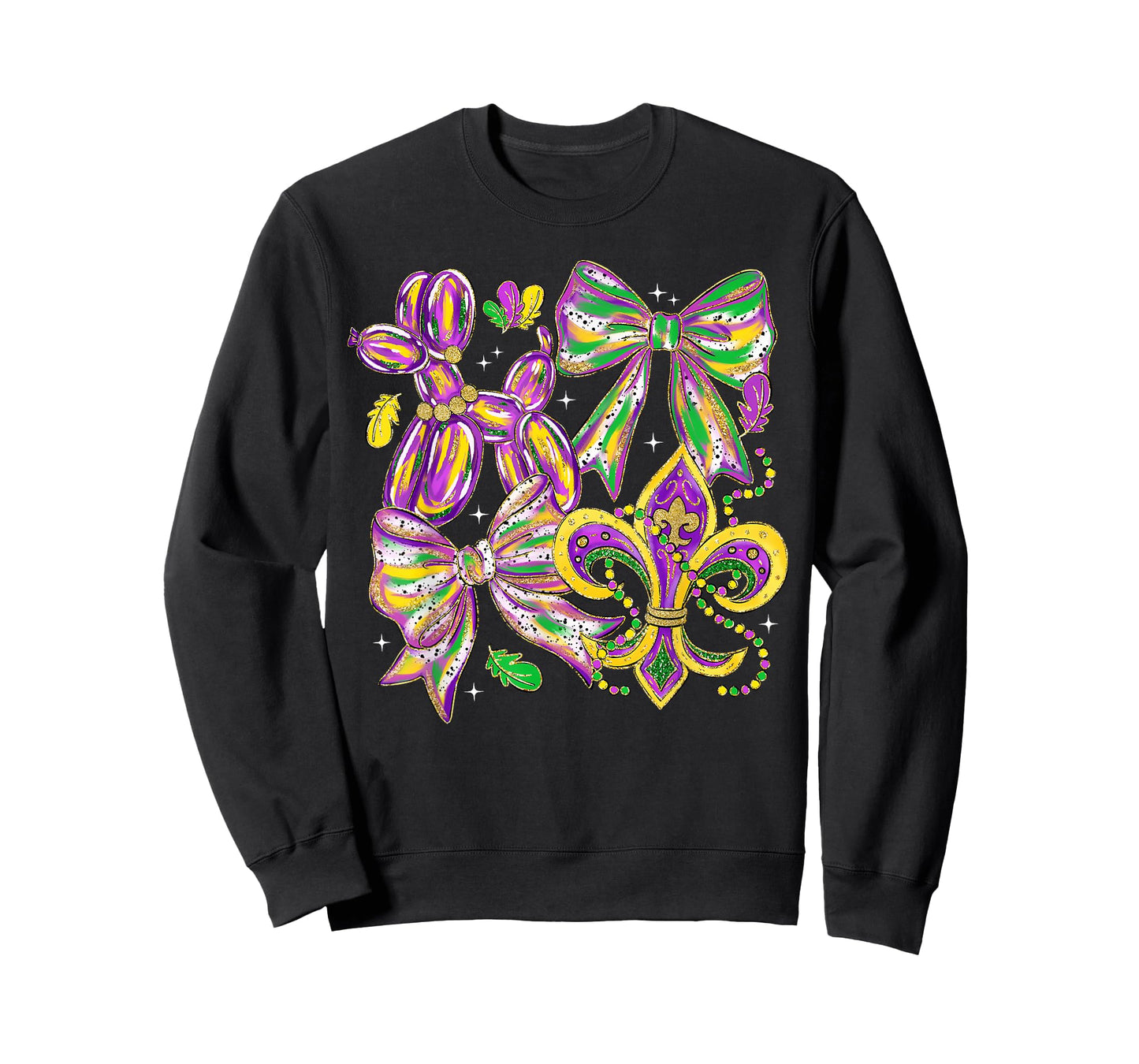 Mardi Gras Coquette Bow Dog Beads New Orleans Fleur De Lis T-Shirt