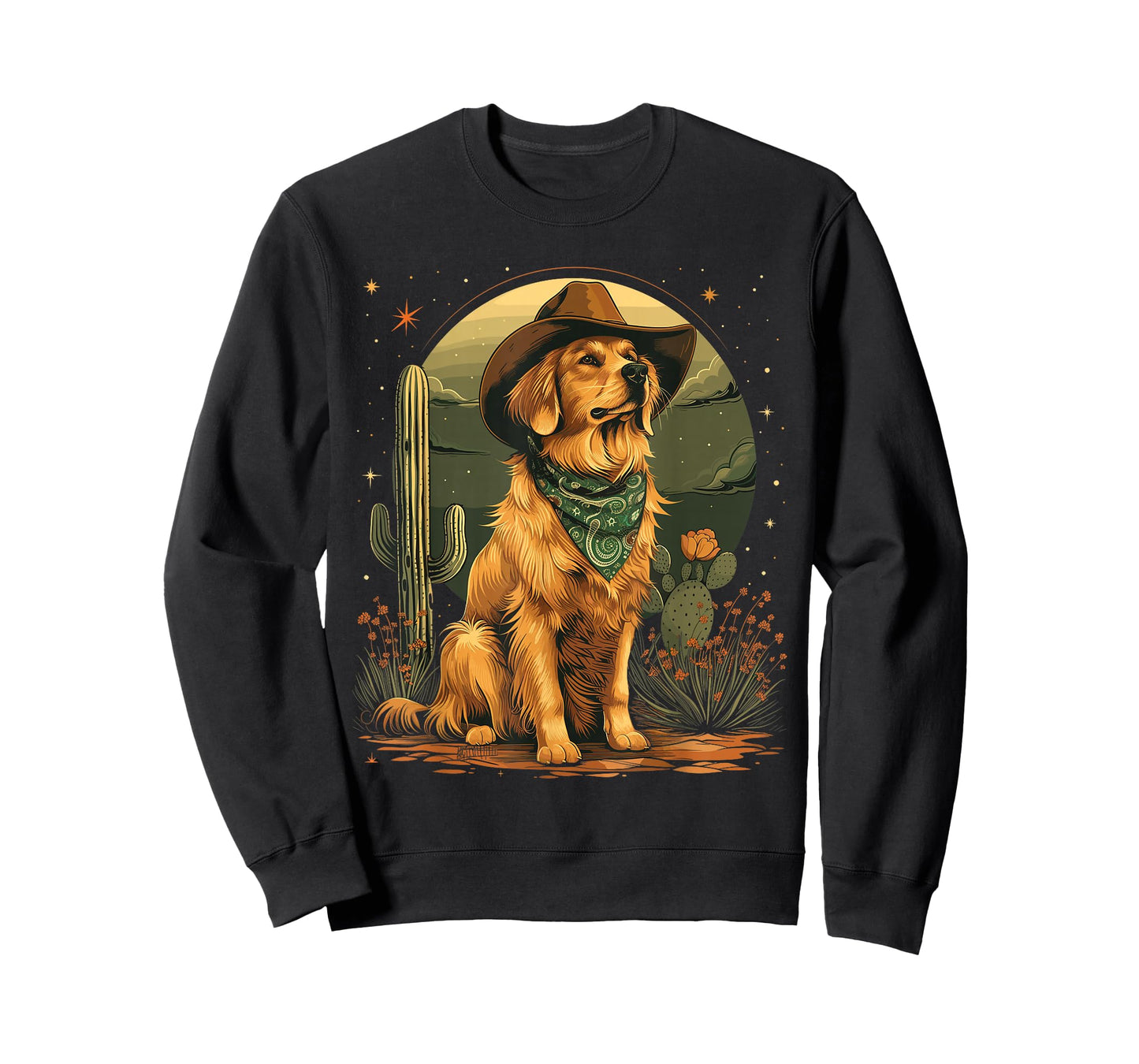 Golden Retriever Cowboy Dog Western Goldie Golden Cowboy Hat T-Shirt
