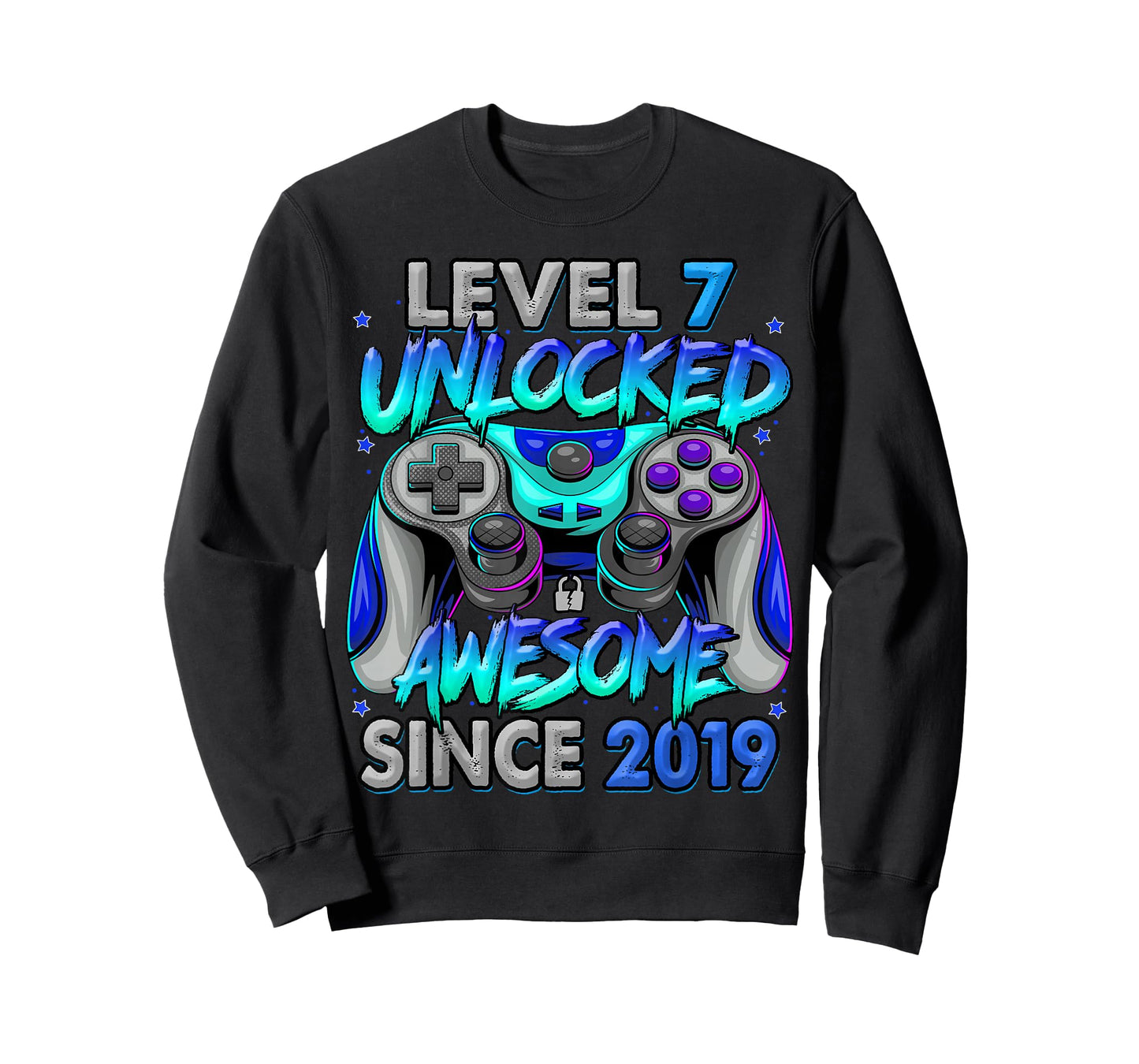 Level 7 Unlocked Awesome Since 2019 7th Birthday Gaming T-Shirt