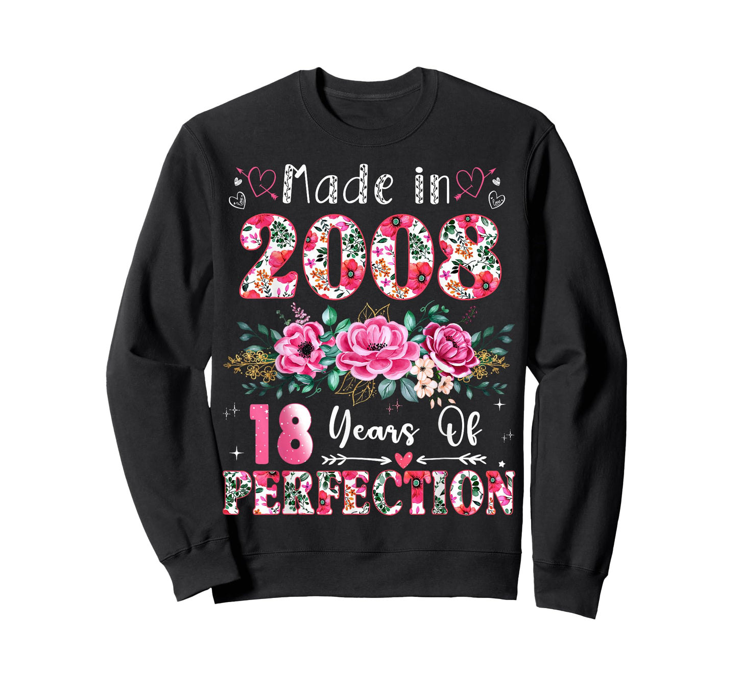 18 Year Old Made in 2008 Floral 18th Birthday Women T-Shirt