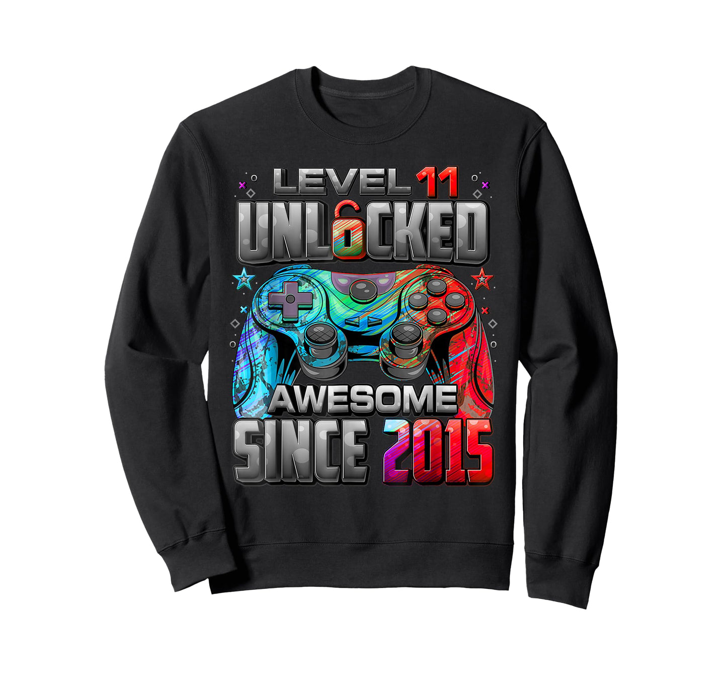 Level 11 Unlocked Awesome Since 2015 11th Birthday Boy Gamer T-Shirt