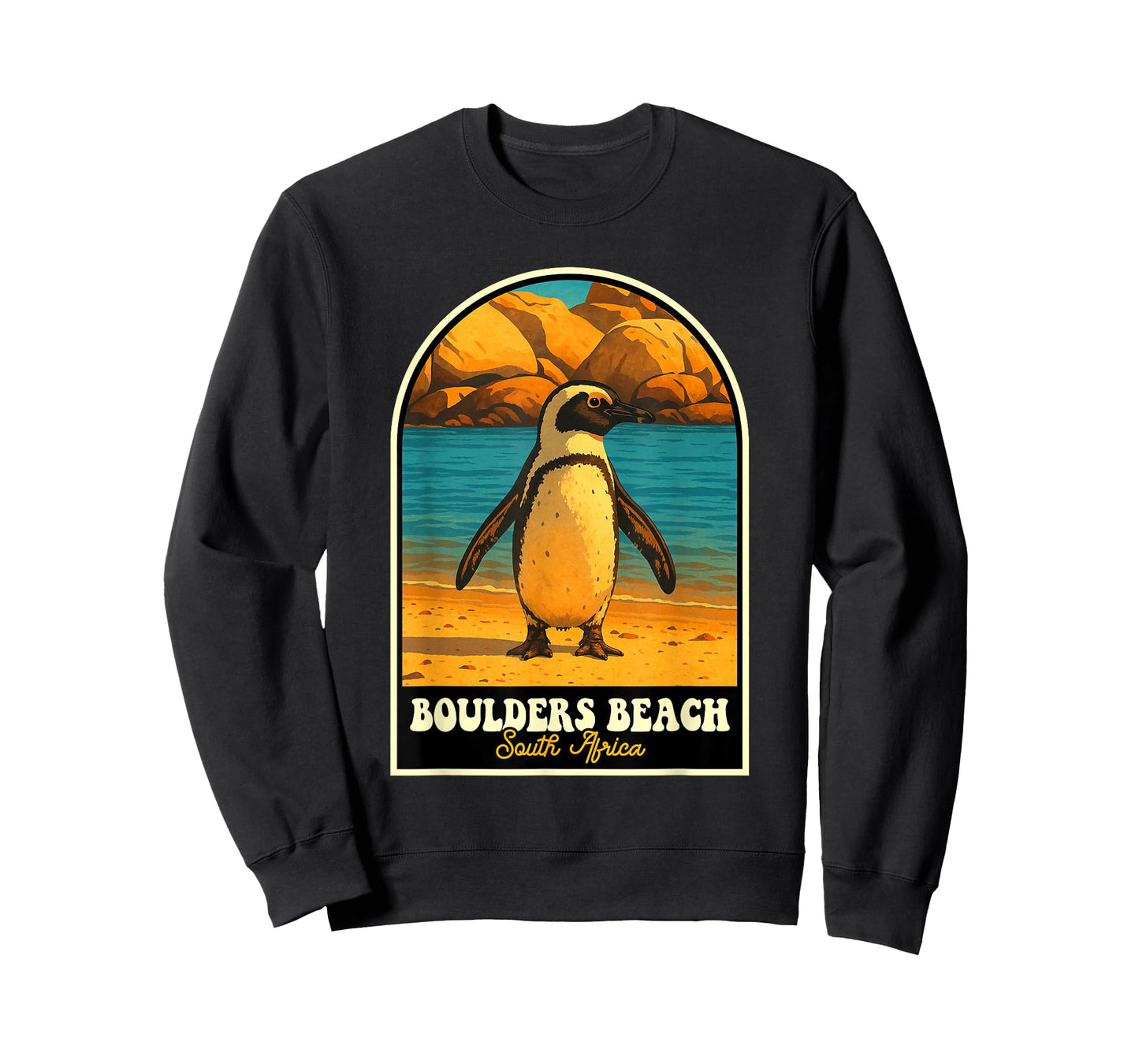 Boulders Beach South Africa Vintage Penguin Travel Art T-Shirt