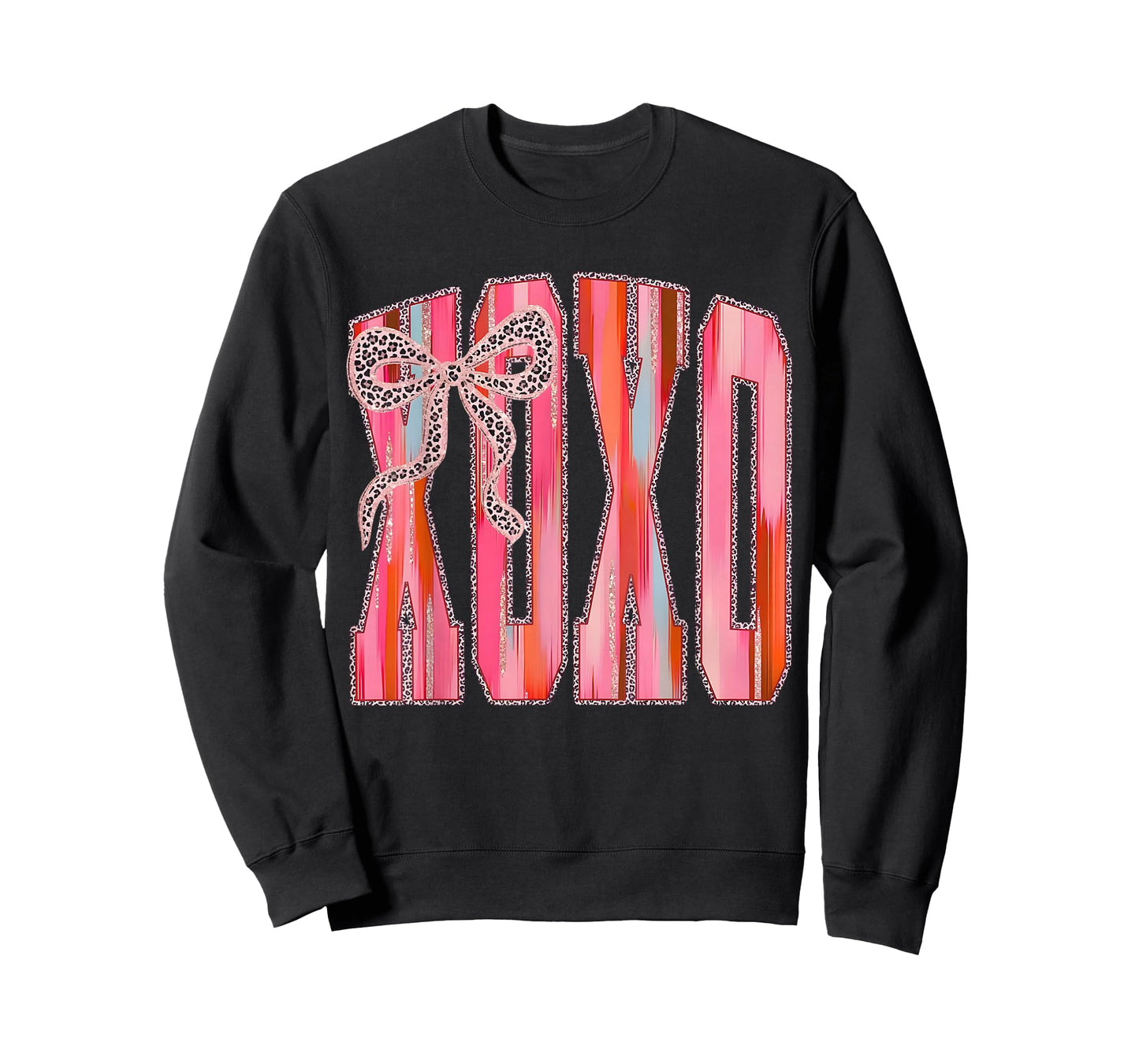 XOXO Leopard Bow Funny Valentine's Day Coquette Pink T-Shirt